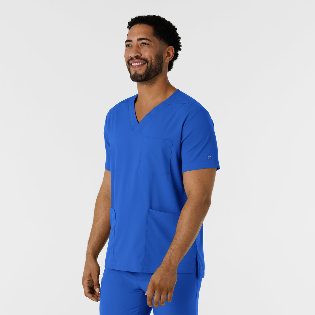 Boundless 6351 Men's Multi Pocket V-Neck Scrub Top Royal