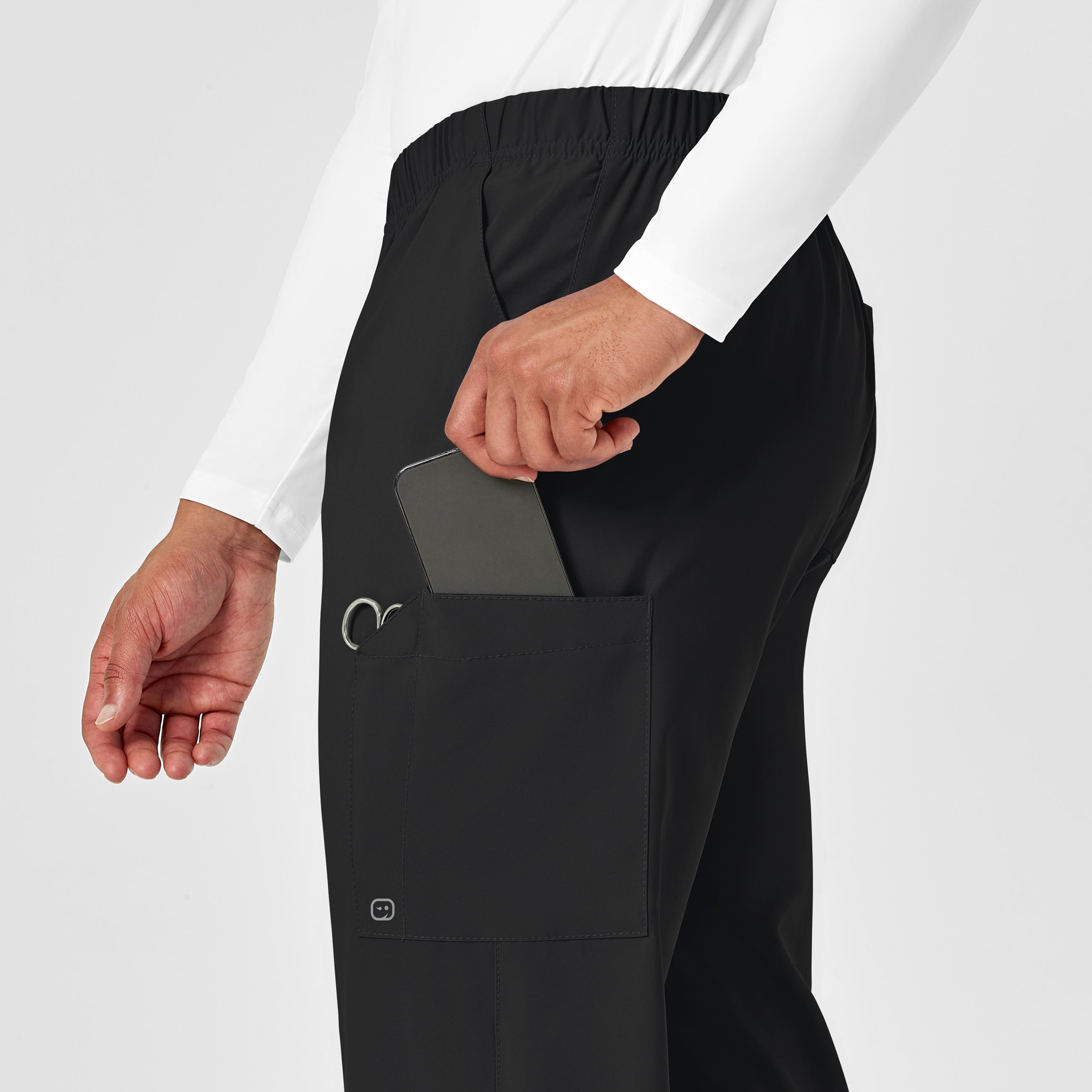 W123 5855 Unisex Multi-Cargo Scrub Pants Black