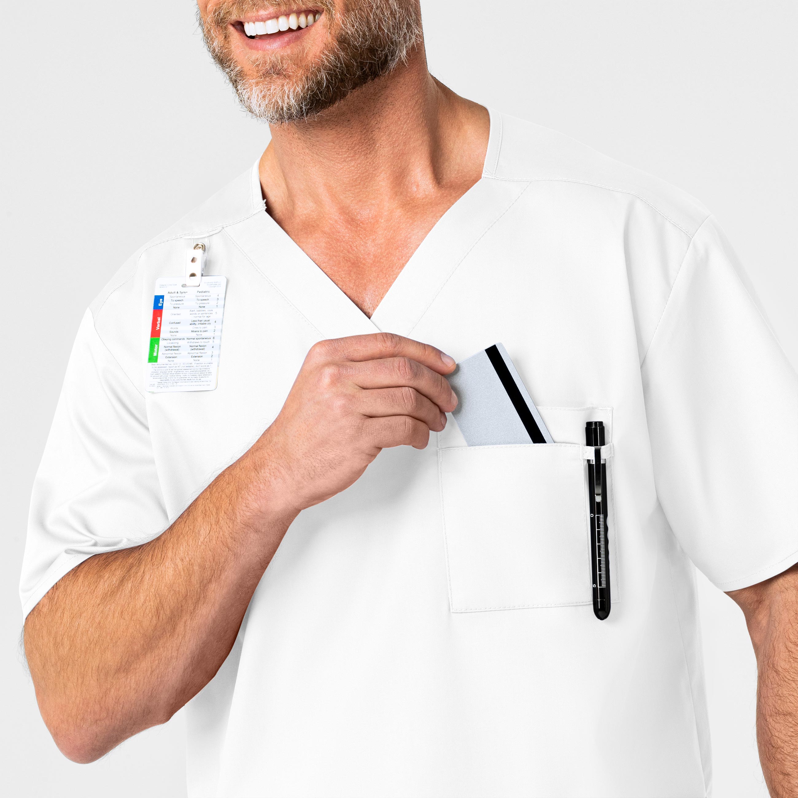 WonderWORK 103 Men's V-Neck Scrub Top White