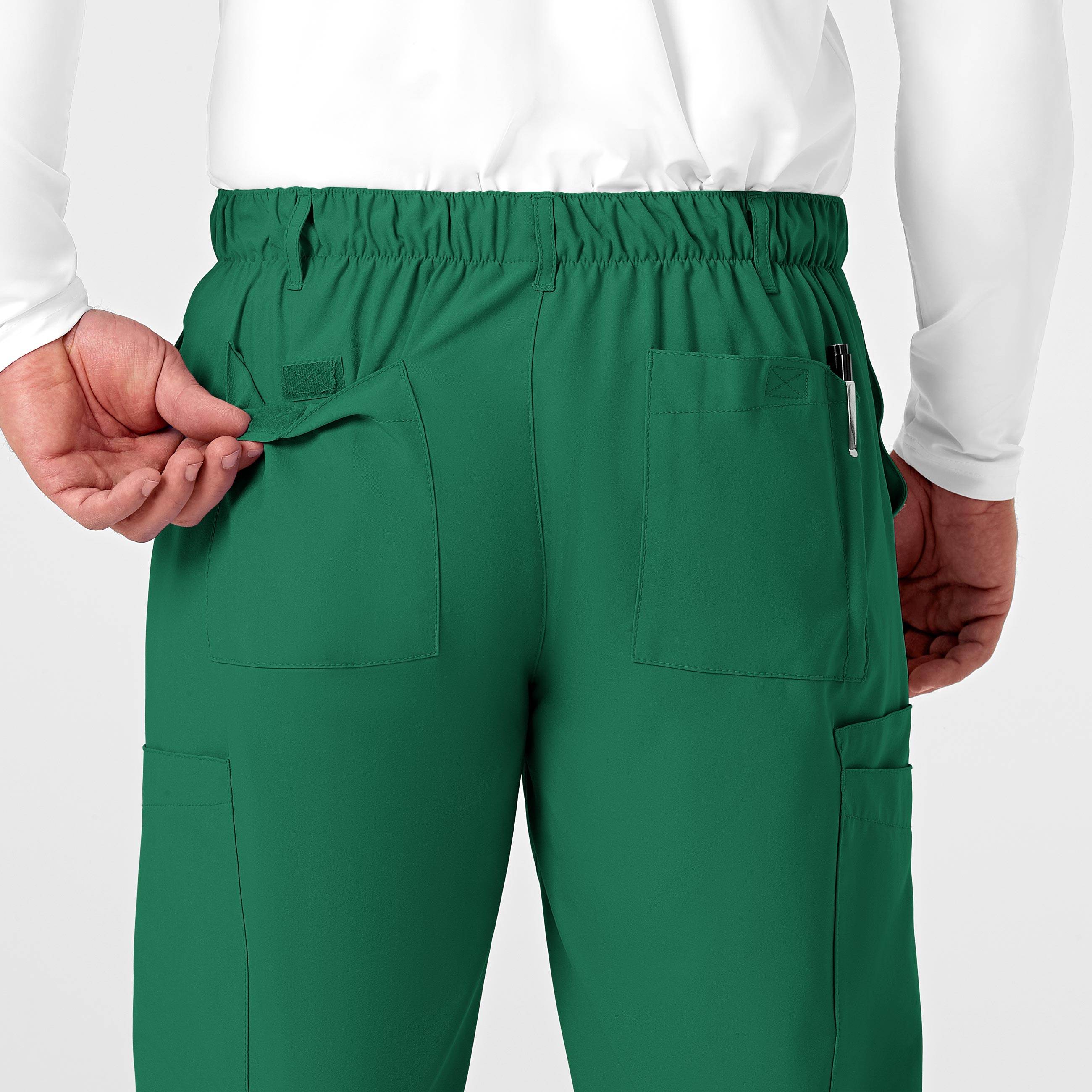 W123 5355 Men's Flat Front Cargo Scrub Pants Hunter