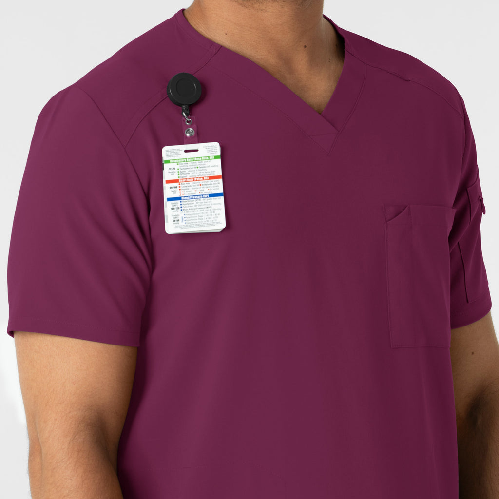RENEW 6834 Men's V-Neck 5 Pocket Scrub Top Wine