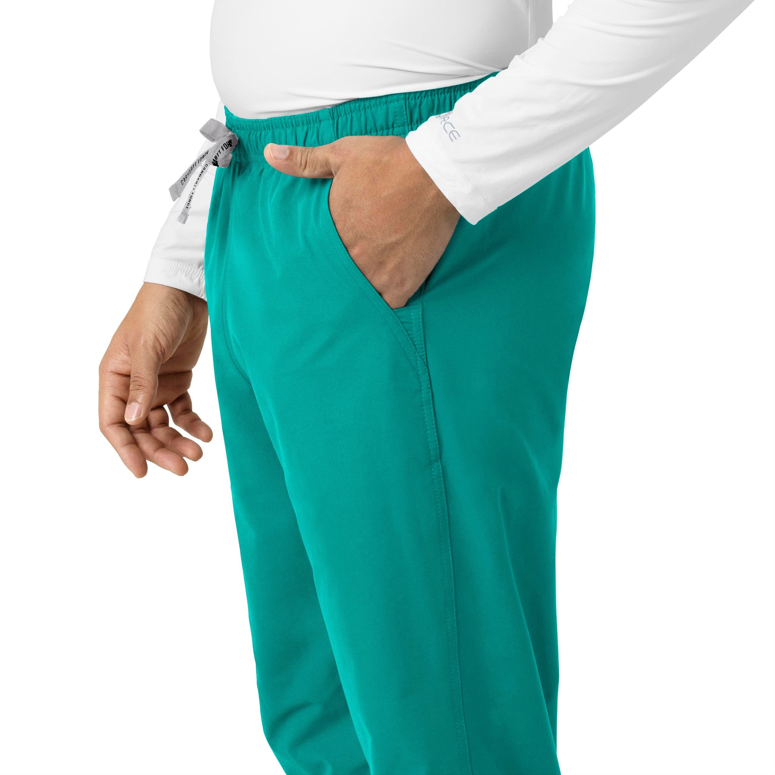 Force Essentials C55013 Unisex Elastic Waist Cargo Scrub Pants Teal Blue