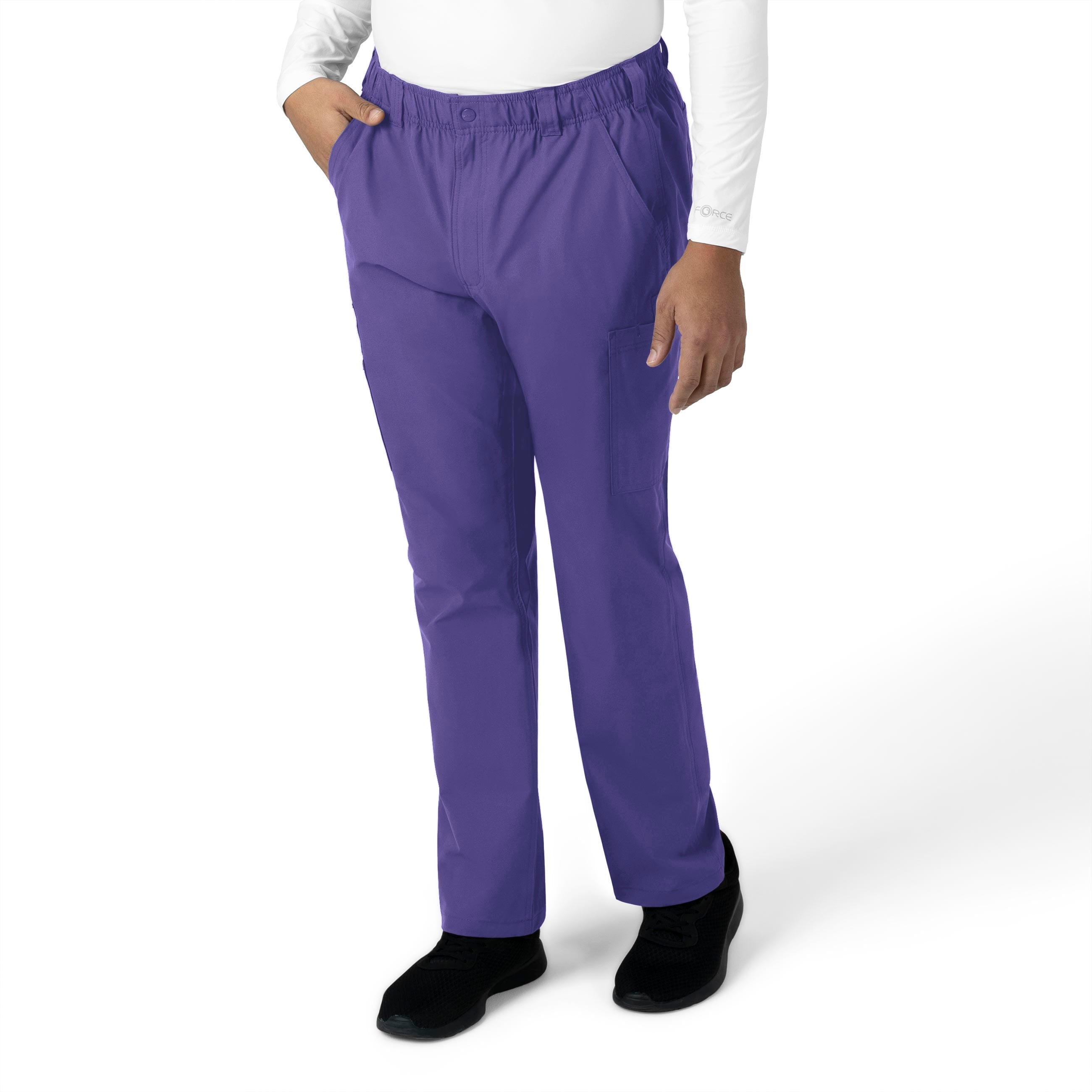 Force Essentials C56113 Men's Straight Leg Cargo Scrub Pants Grape