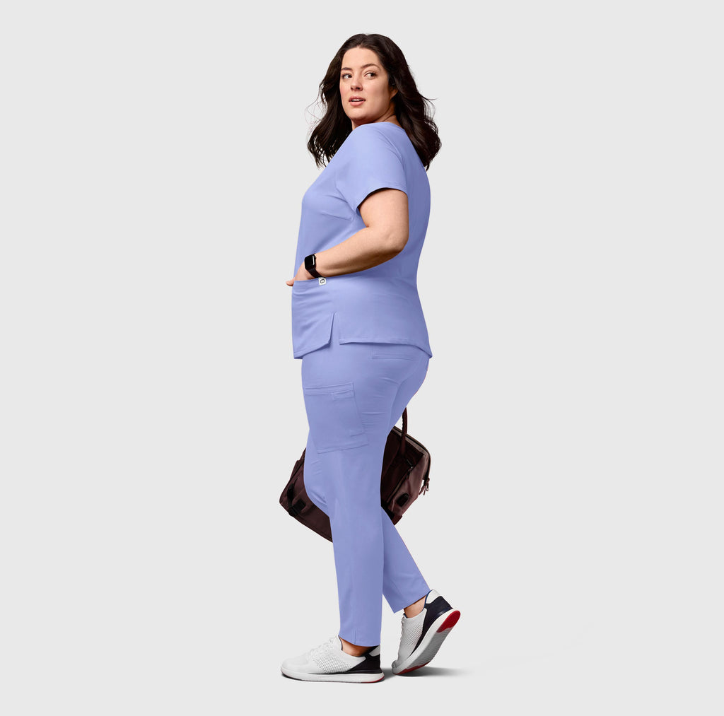 Thrive 5222 Cargo Straight Slim Leg Scrub Pants Ceil Blue