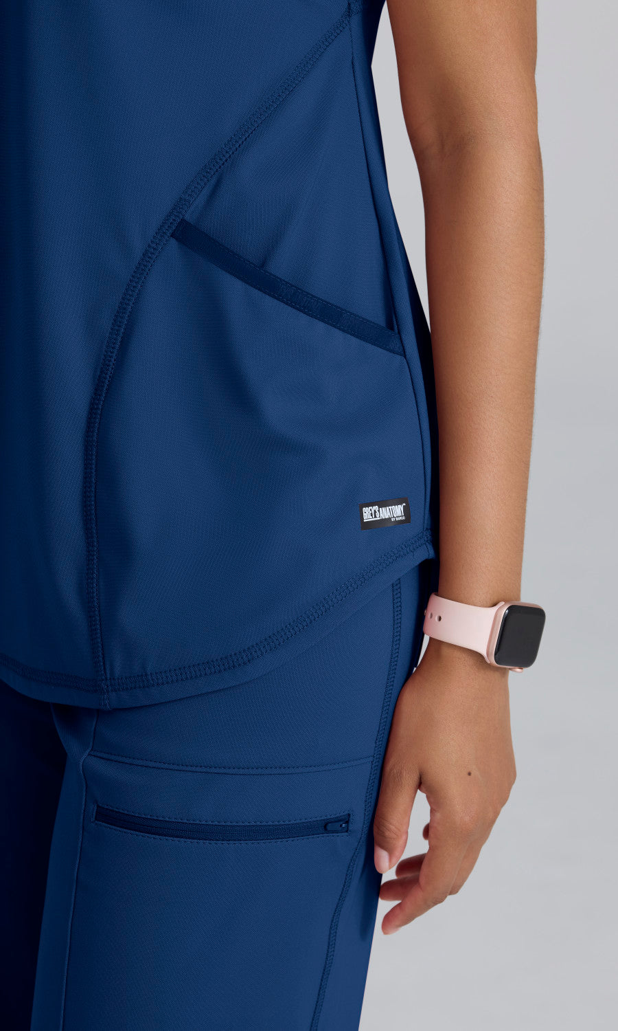 Grey's Anatomy Knits GRST249 Define Knit Scrub Top Indigo