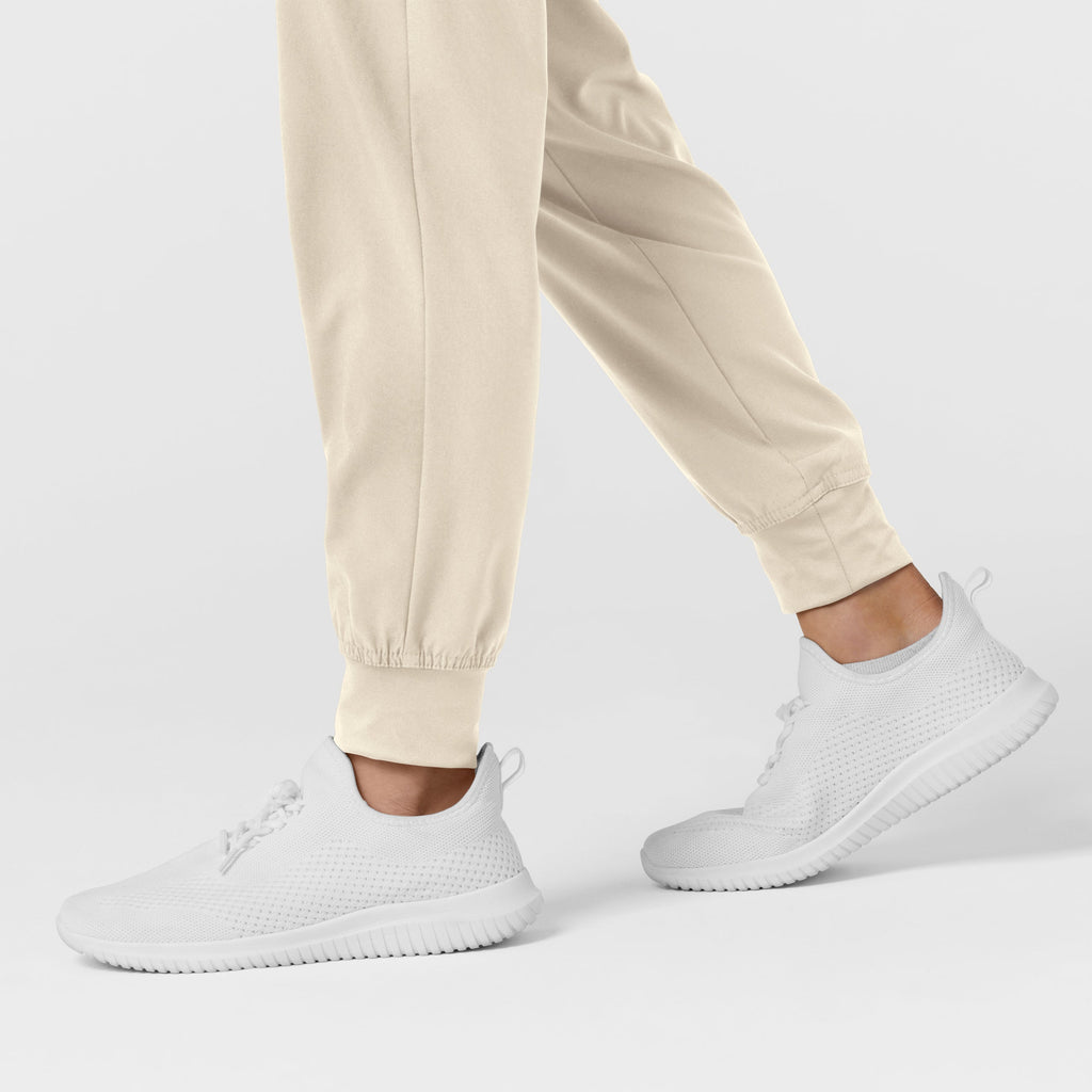 W123 5555 Comfort Waist Cargo Jogger Scrub Pants Khaki