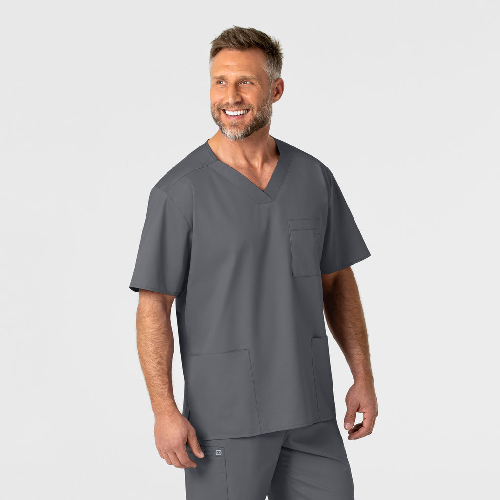 WonderWORK 103 Men's V-Neck Scrub Top Pewter
