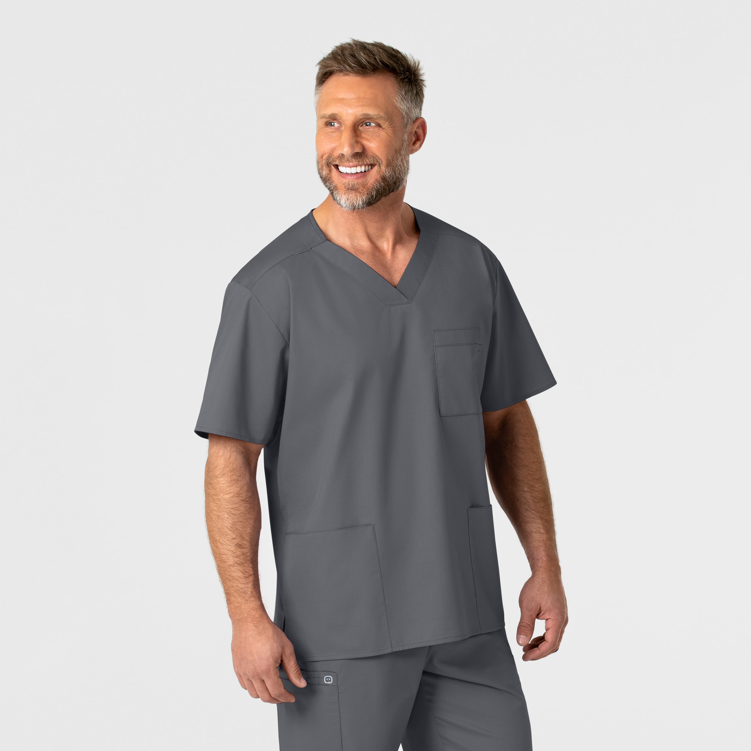 WonderWORK 103 Men's V-Neck Scrub Top Pewter