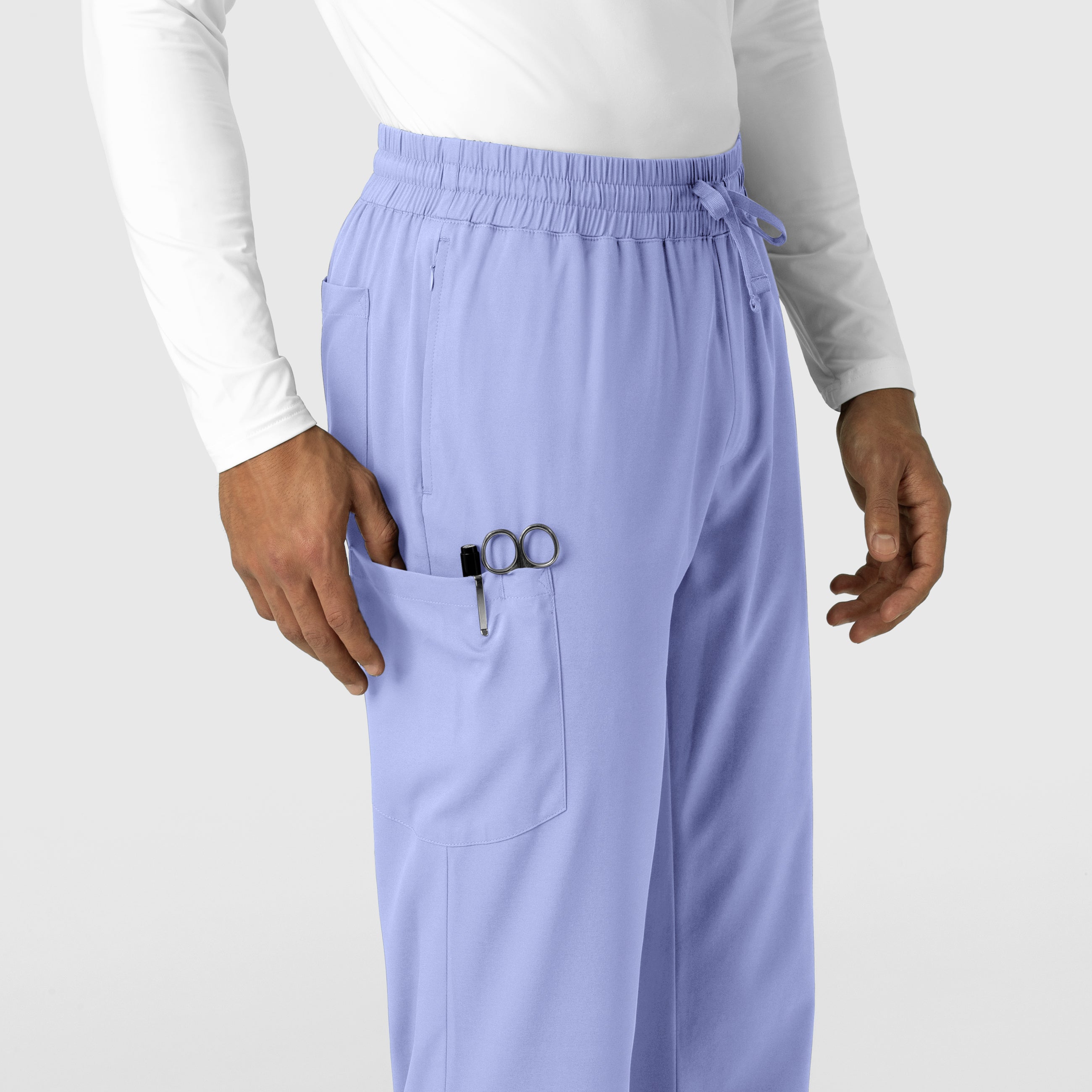 Boundless 5351 Men's Straight Leg Scrub Pants Ceil Blue