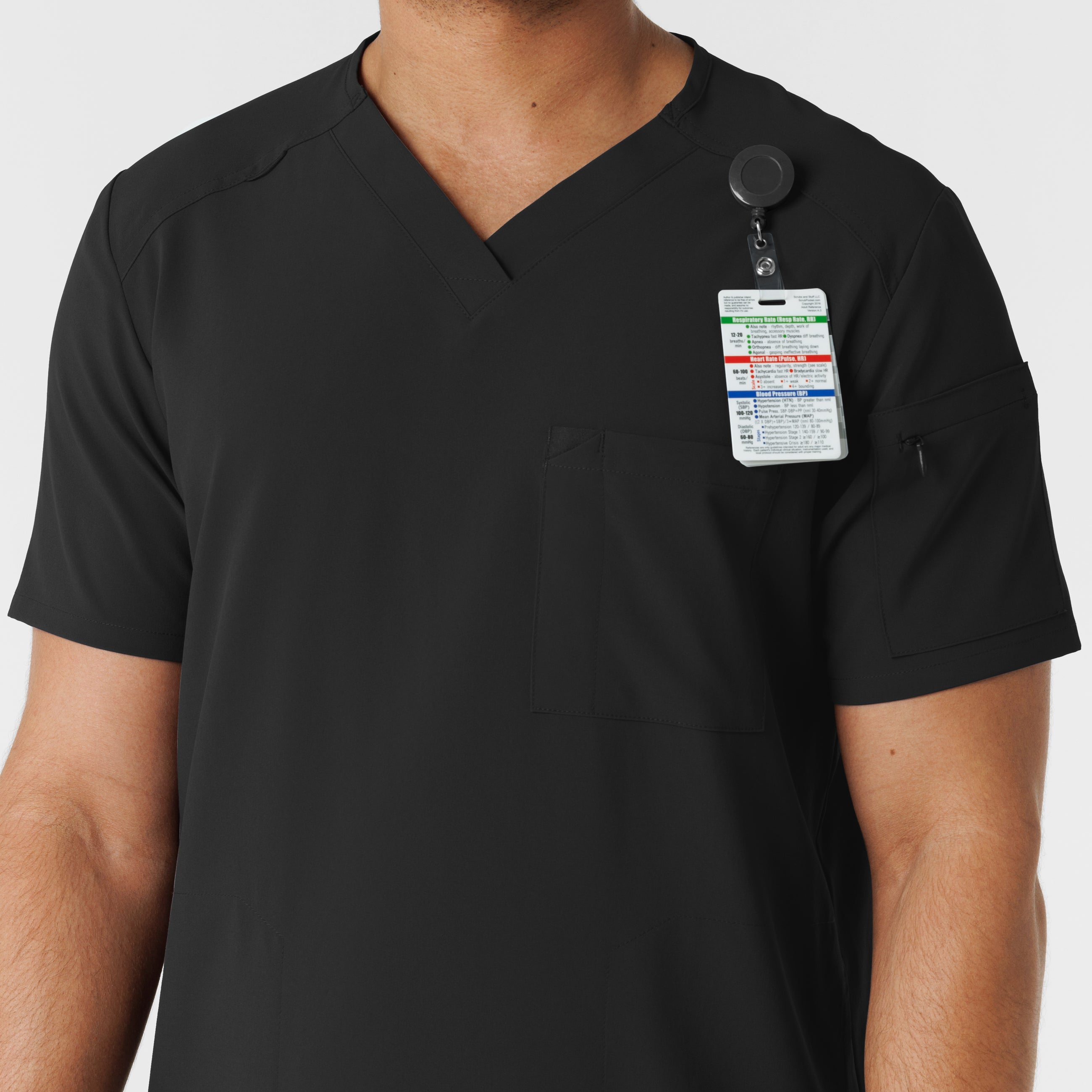 RENEW 6834 Men's V-Neck 5 Pocket Scrub Top Black