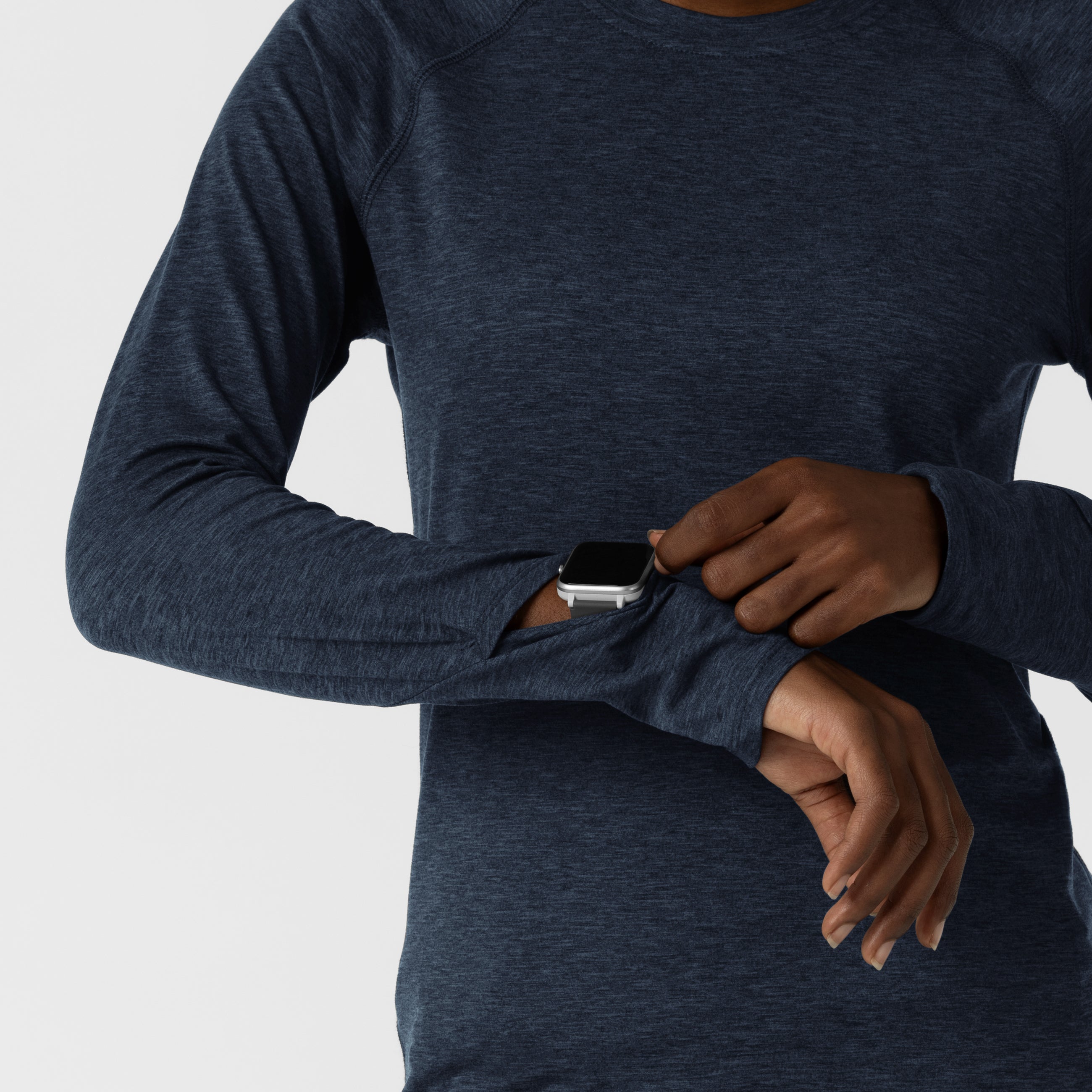 Layers 2139 Watch Window Long Sleeve Underscrub Top Navy Heather