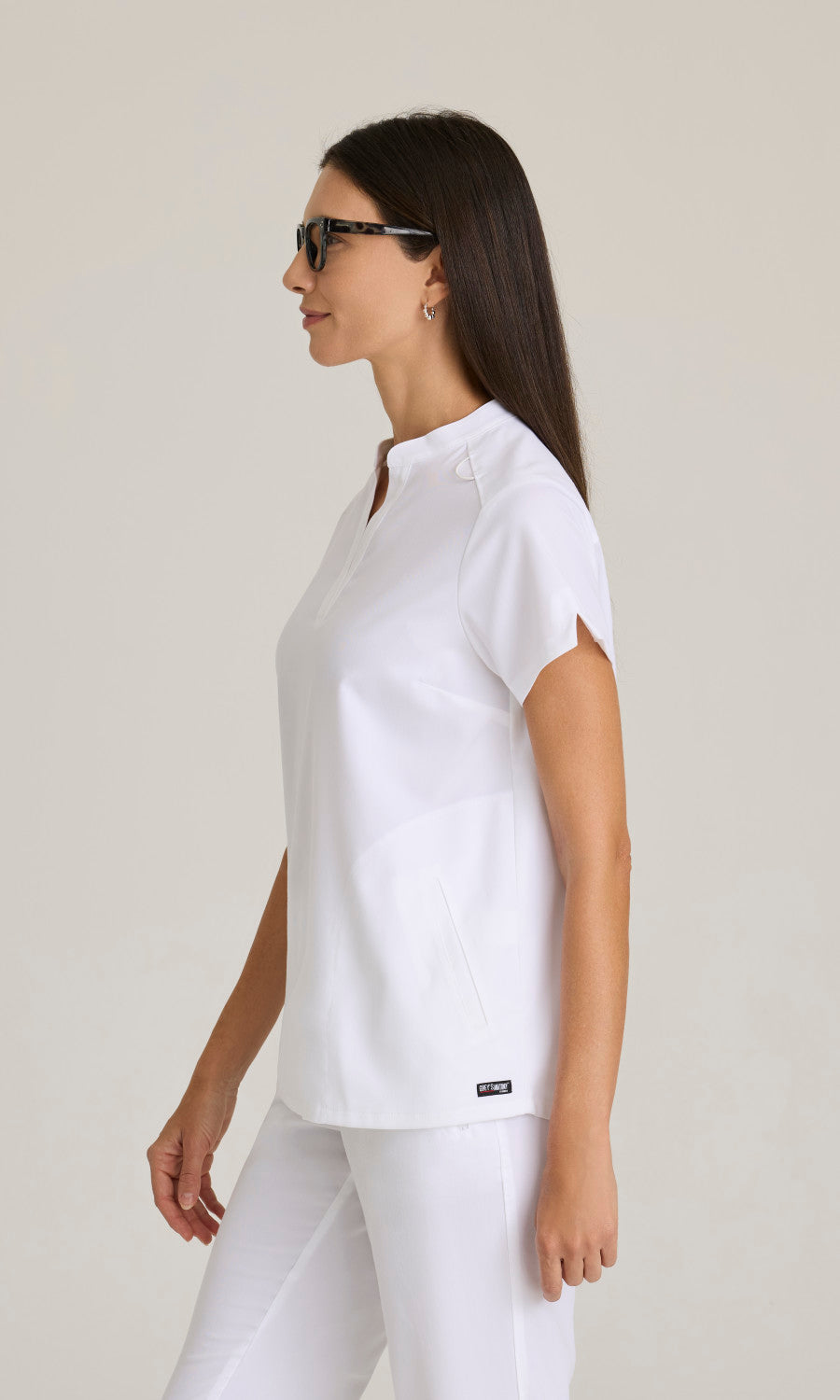 Grey's Anatomy Stretch GRST230 Avery Scrub Top White