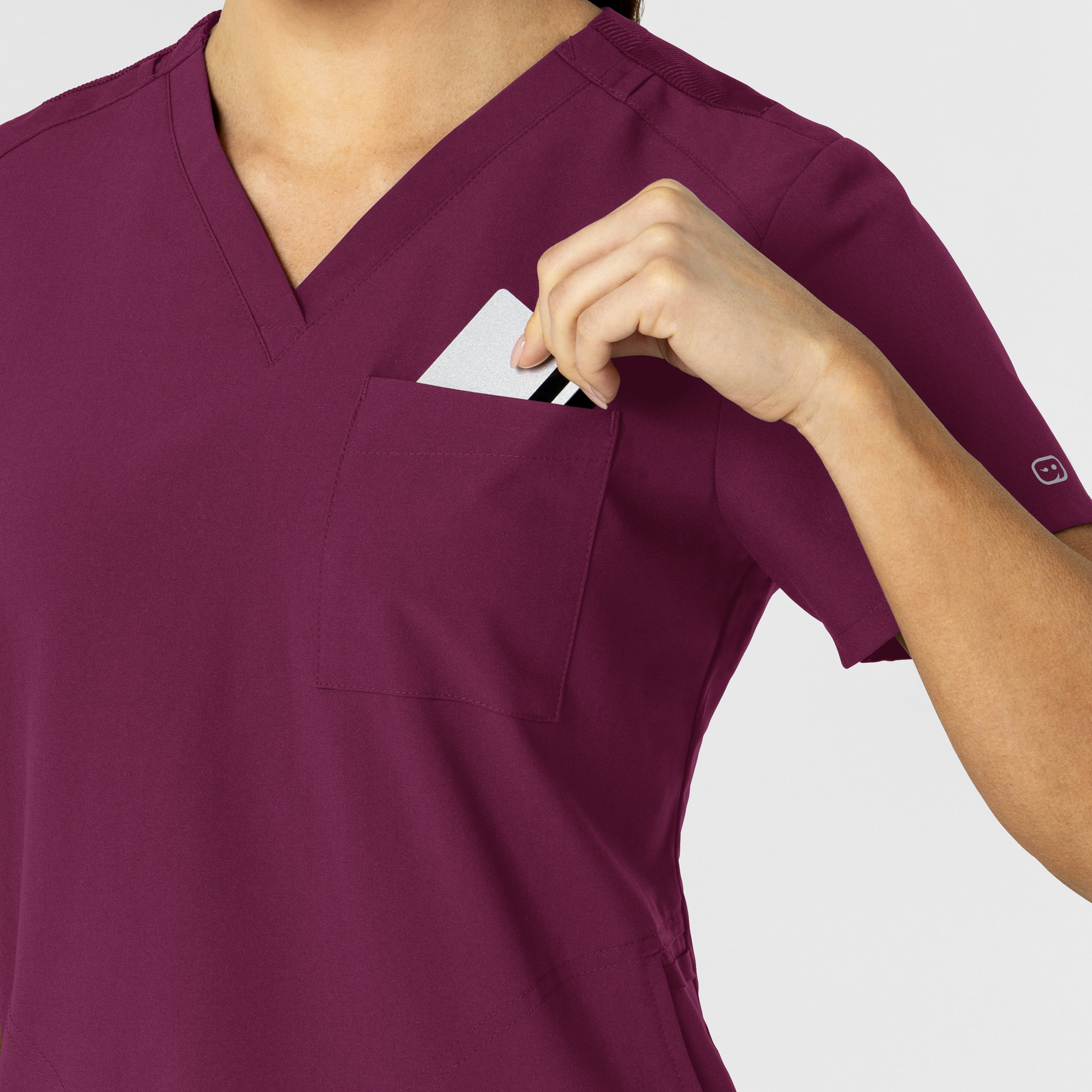 W123 6045 Flex-n-Reach V-Neck Scrub Top Wine