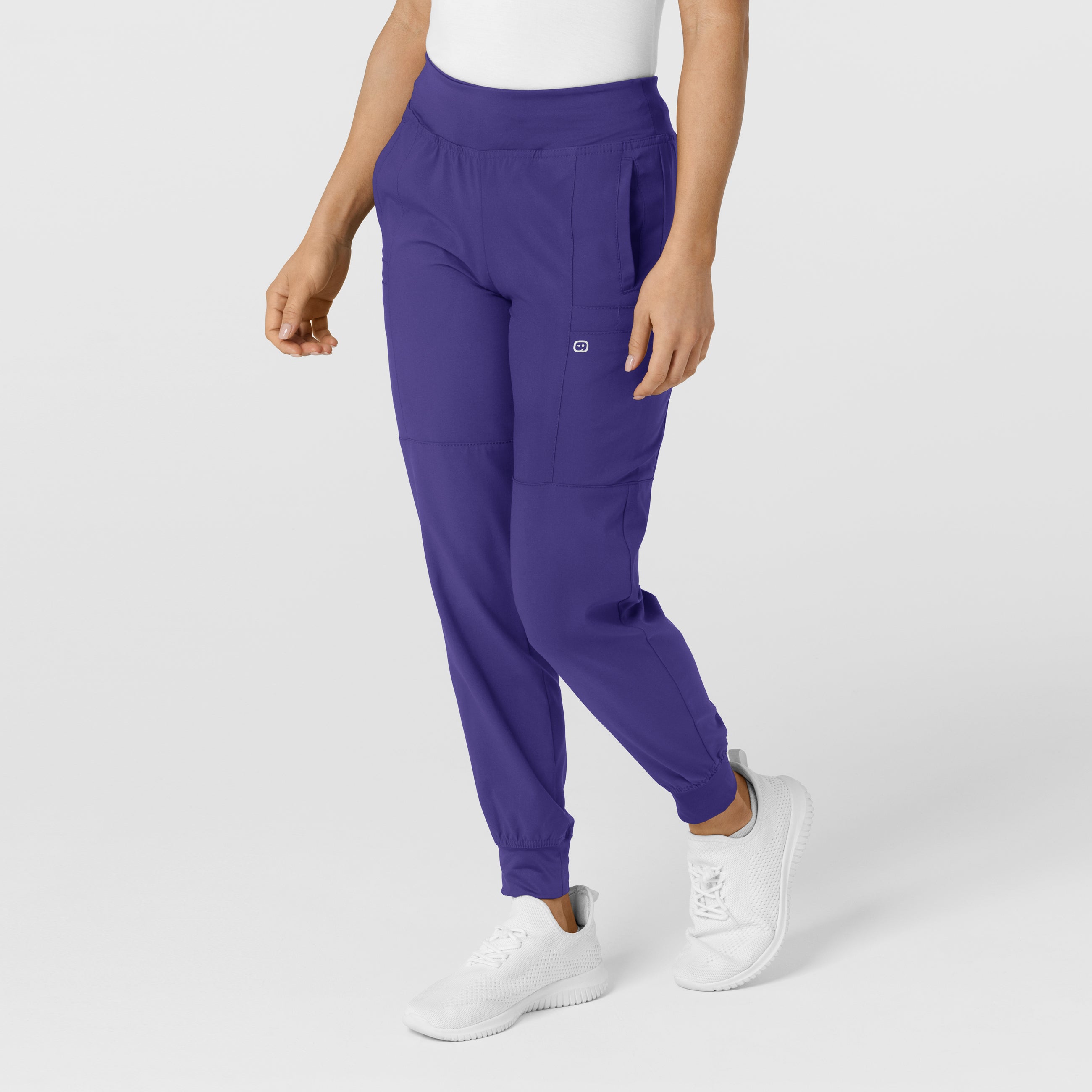 W123 5555 Comfort Waist Cargo Jogger Scrub Pants Grape