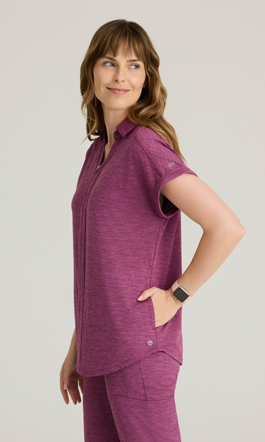 Barco One Performance Knit BOT210H Engage Top (Heathered) Dark Mauve Heather