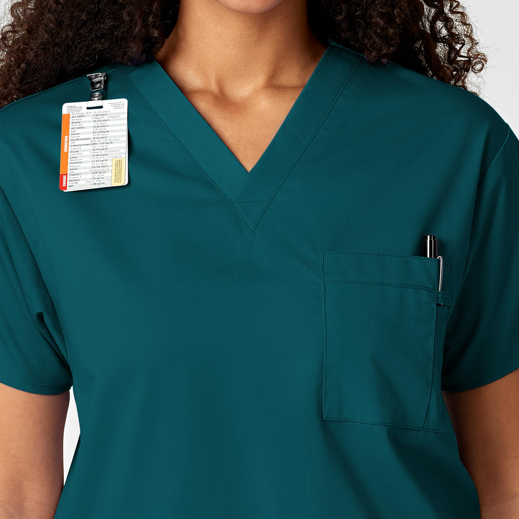 WonderWORK 100 Unisex V-Neck Scrub Top Caribbean Blue