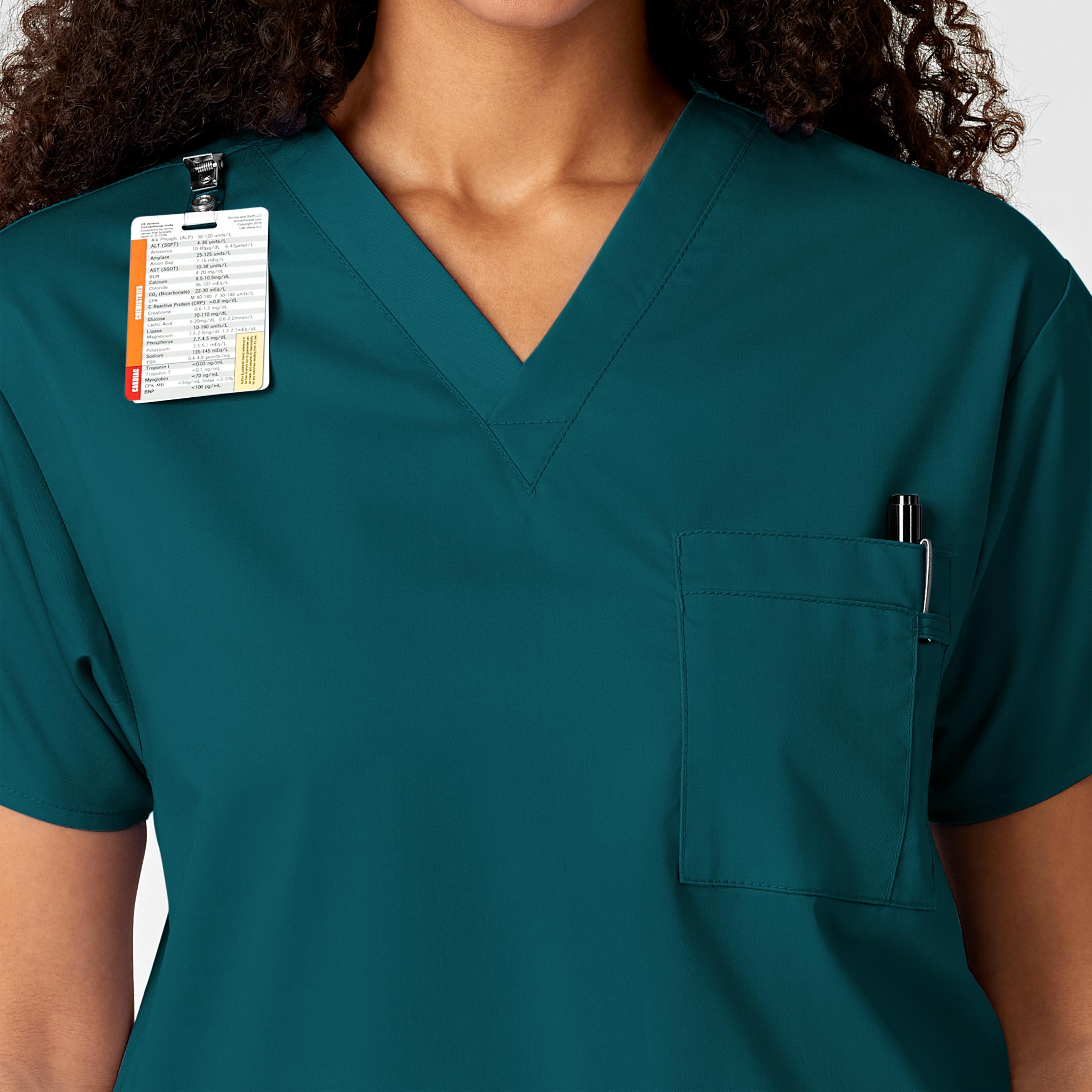 WonderWORK 100 Unisex V-Neck Scrub Top Caribbean Blue