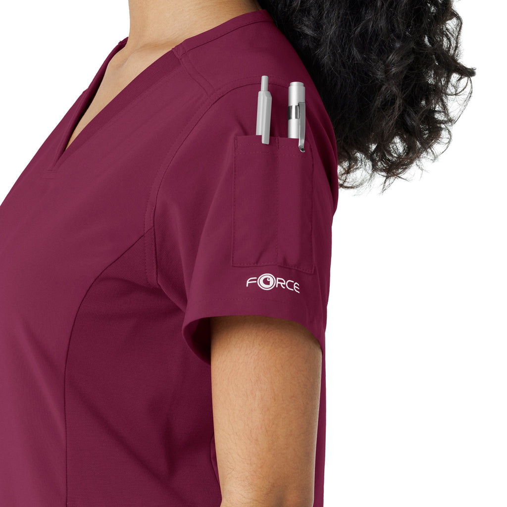 Force Cross-Flex C13310 Knit Panel Scrub Top Wine
