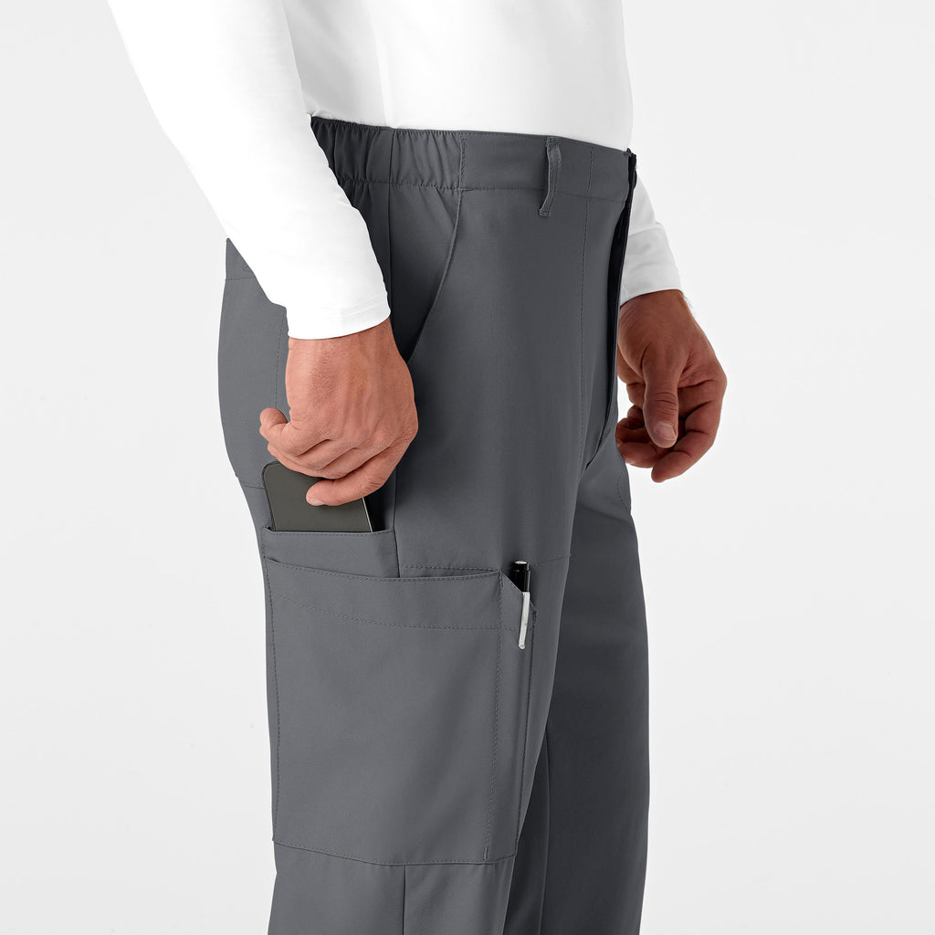 W123 5355 Men's Flat Front Cargo Scrub Pants Pewter