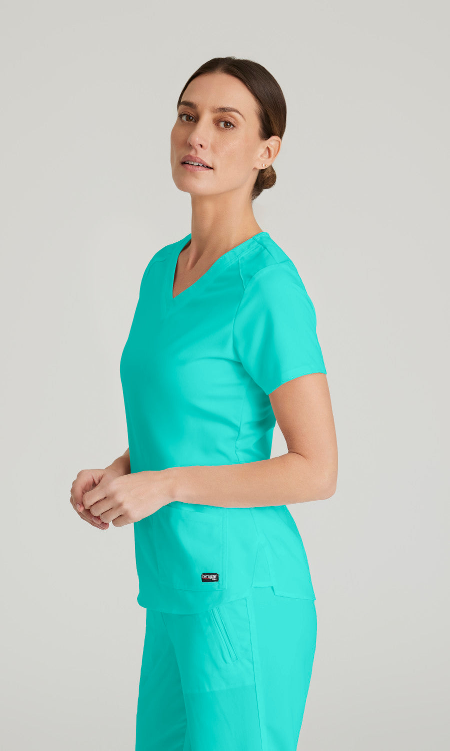 Grey's Anatomy Stretch GRST011 Emma Scrub Top Alpine Aqua