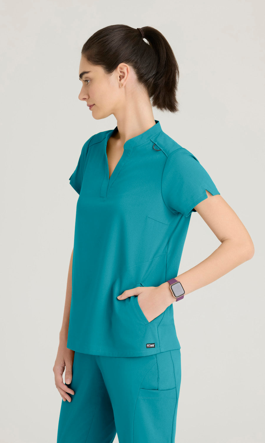 Grey's Anatomy Spandex Stretch GRST230 Avery Top Teal