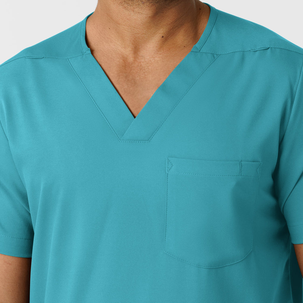 Boundless 6351 Men's Multi Pocket V-Neck Scrub Top Teal