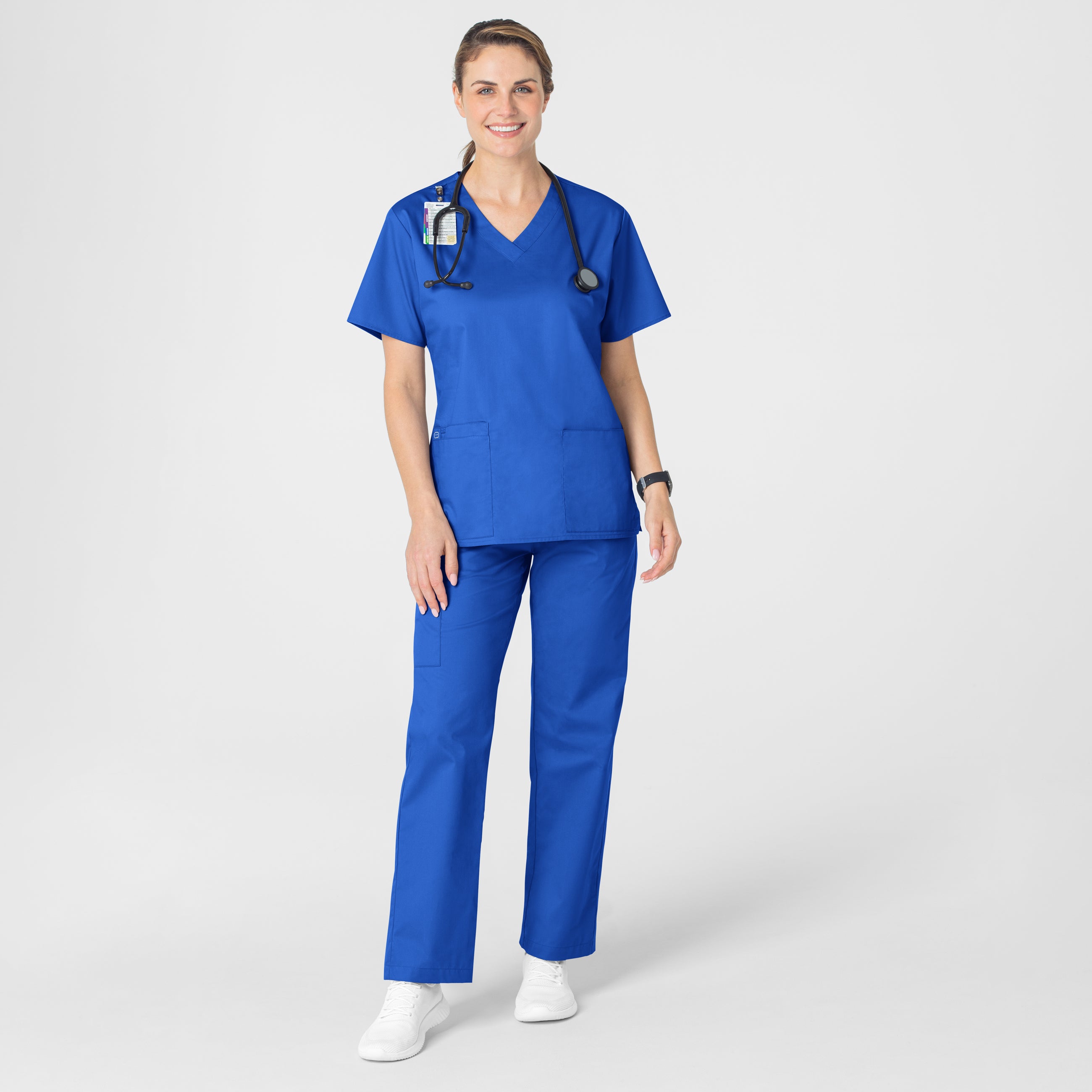 WonderWORK 101 V-Neck Scrub Top Royal