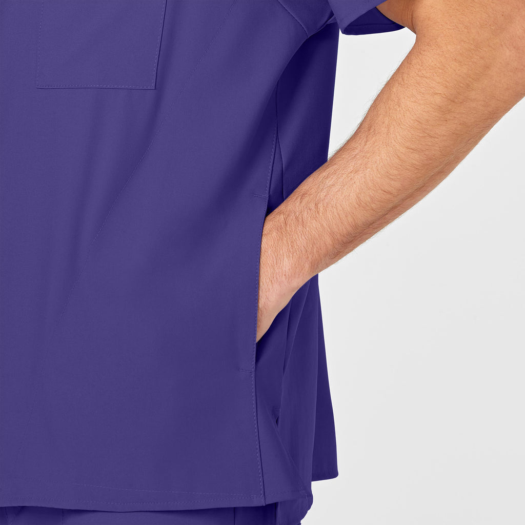 W123 6355 Men's V-Neck Scrub Top Grape