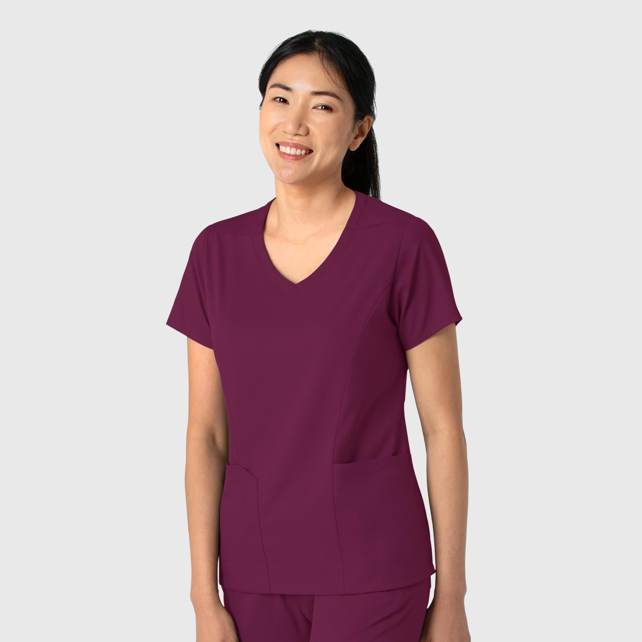 Boundless 6251 2-Pocket V-Neck Scrub Top Wine
