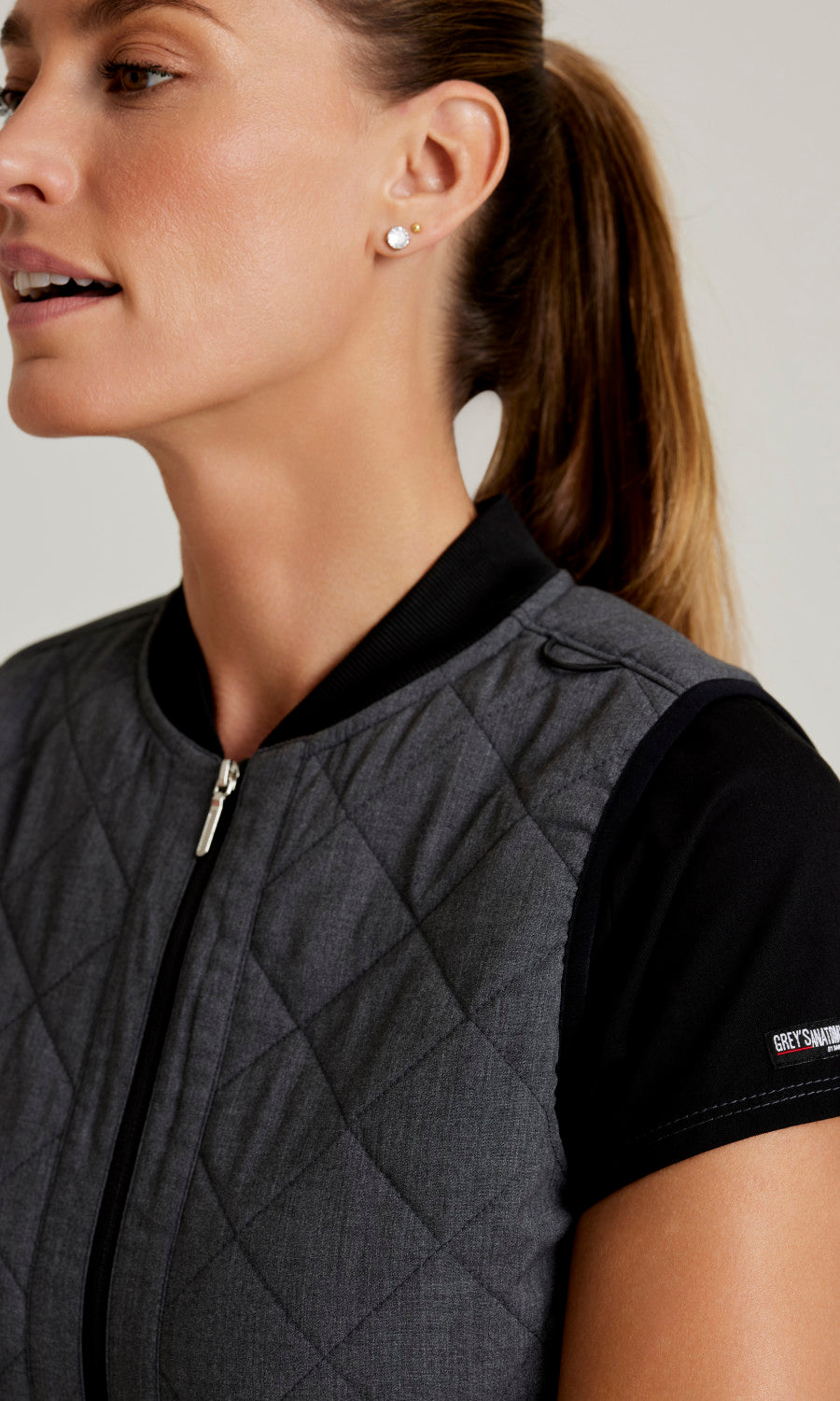 Grey's Anatomy Spandex Stretch GRSV845 Cristina Vest Black Two-Tone