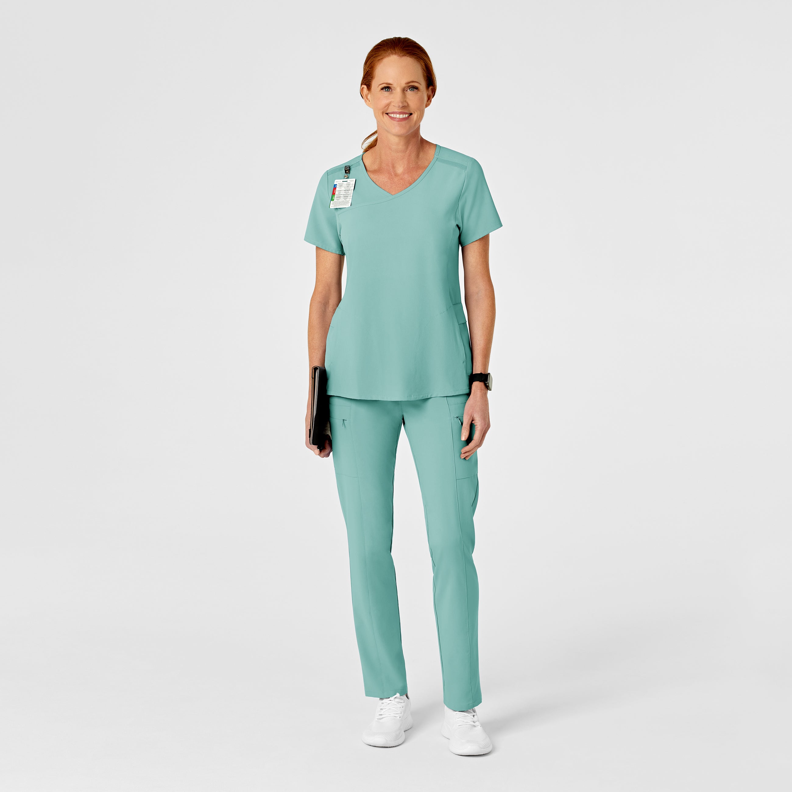 RENEW 5334 High Waist Slim Leg Scrub Pants Turquoise