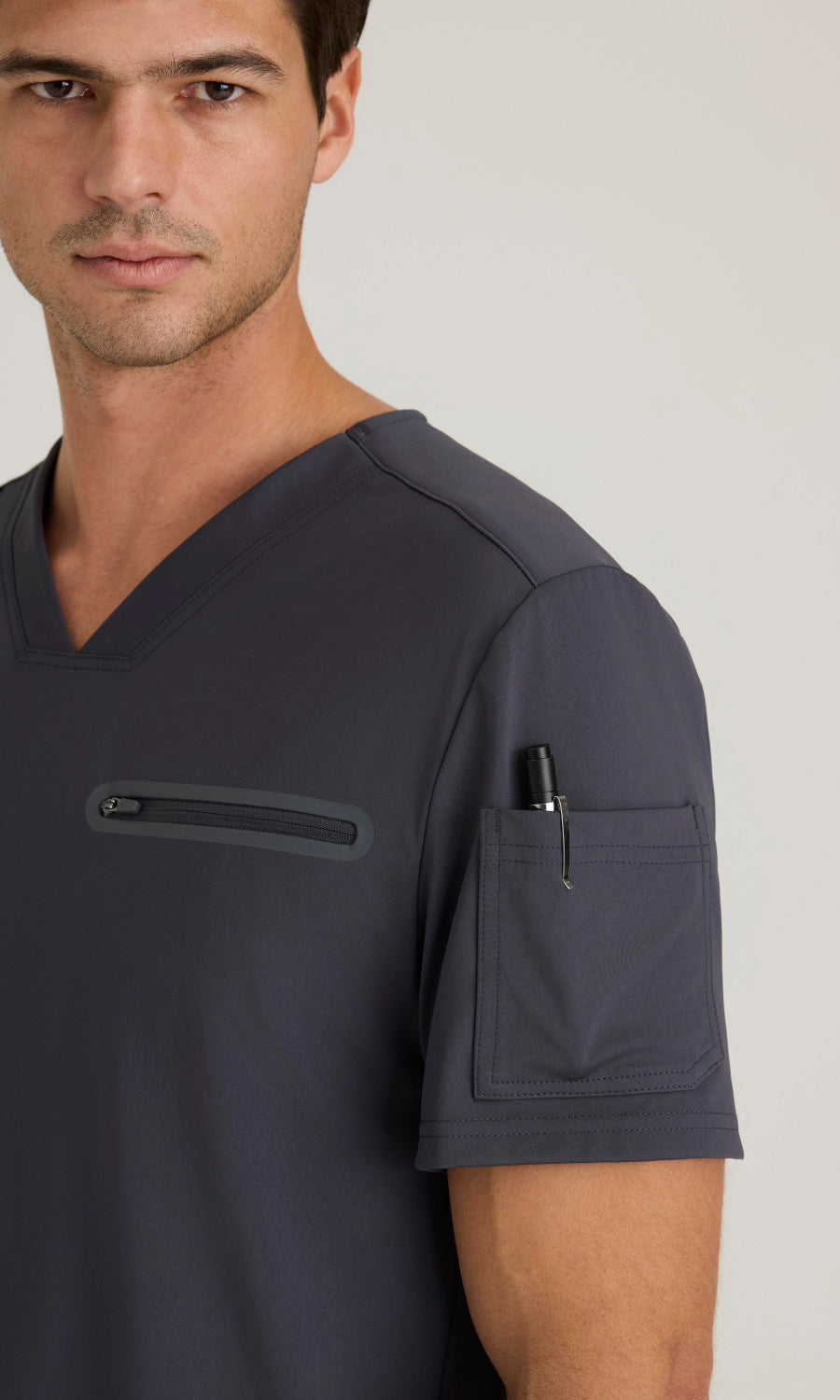 Grey's Anatomy Knit Stretch GRST275 Clarity Top Steel