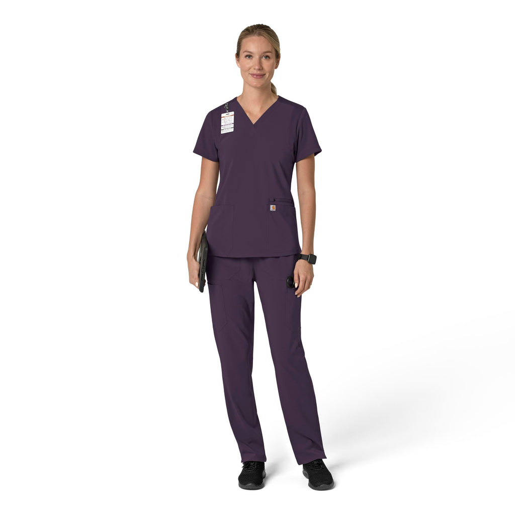 Force Cross-Flex C13210 Flex Panel V-Neck Scrub Top Black Plum