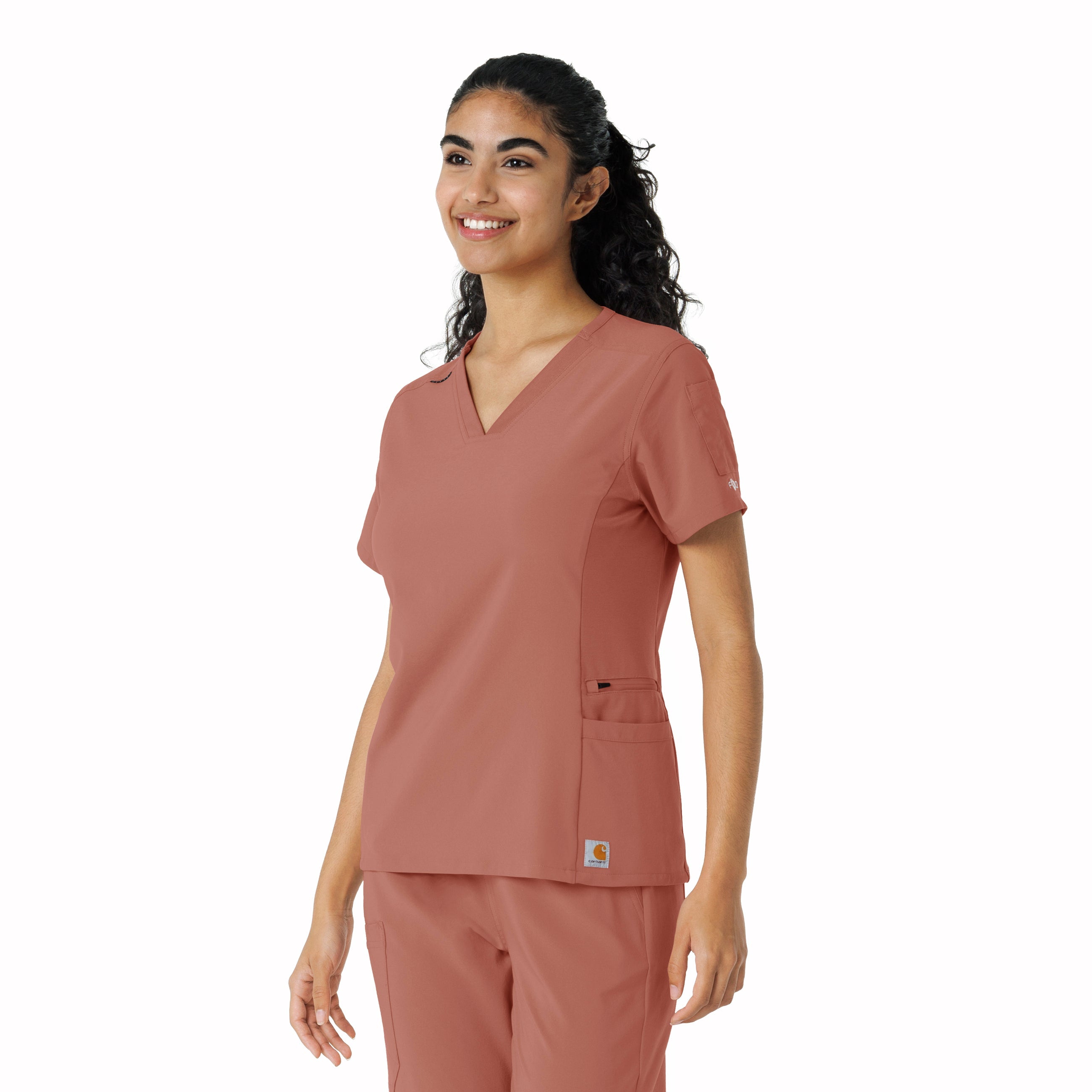 Force Cross-Flex C13310 Knit Panel Scrub Top Wildrose