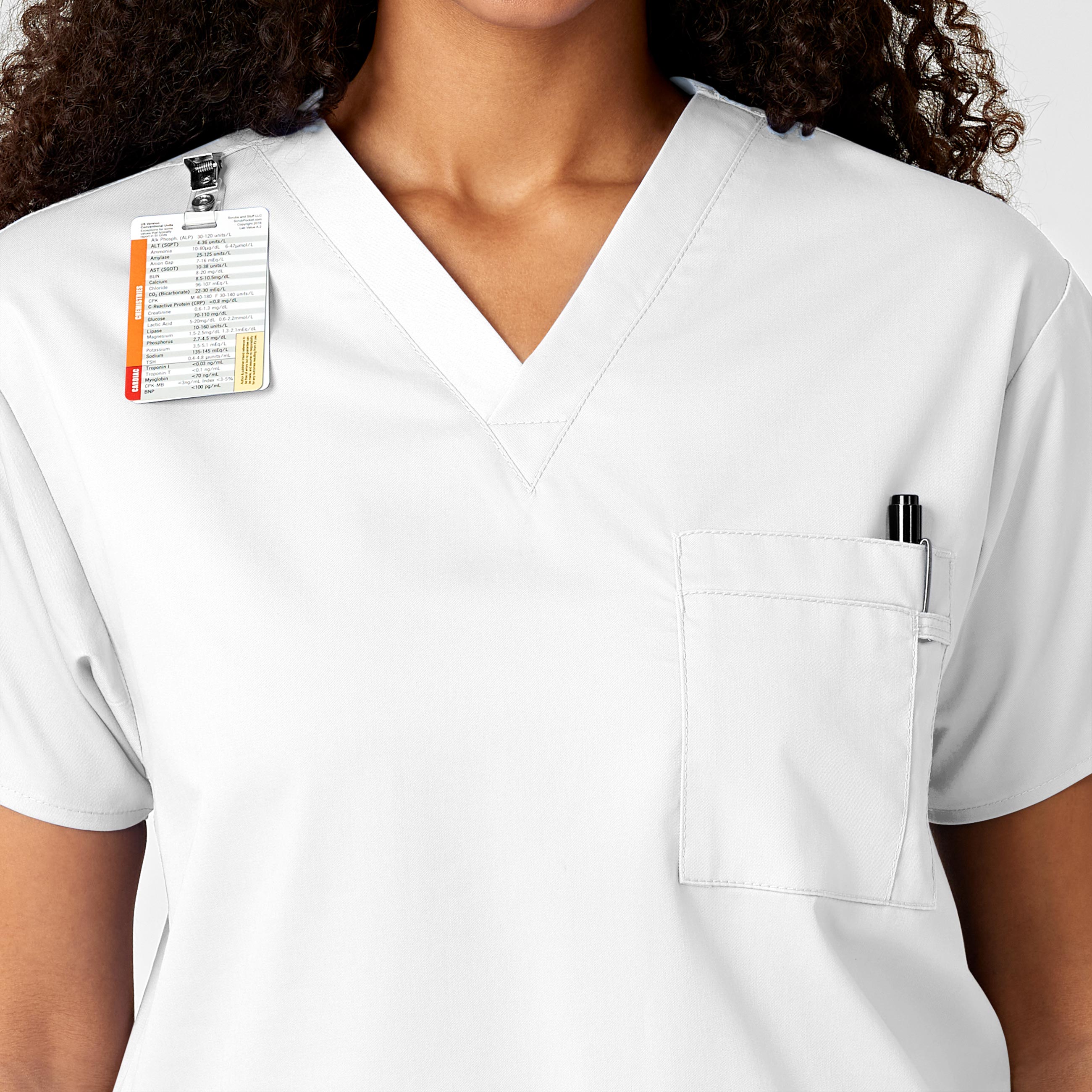 WonderWORK 100 Unisex V-Neck Scrub Top White
