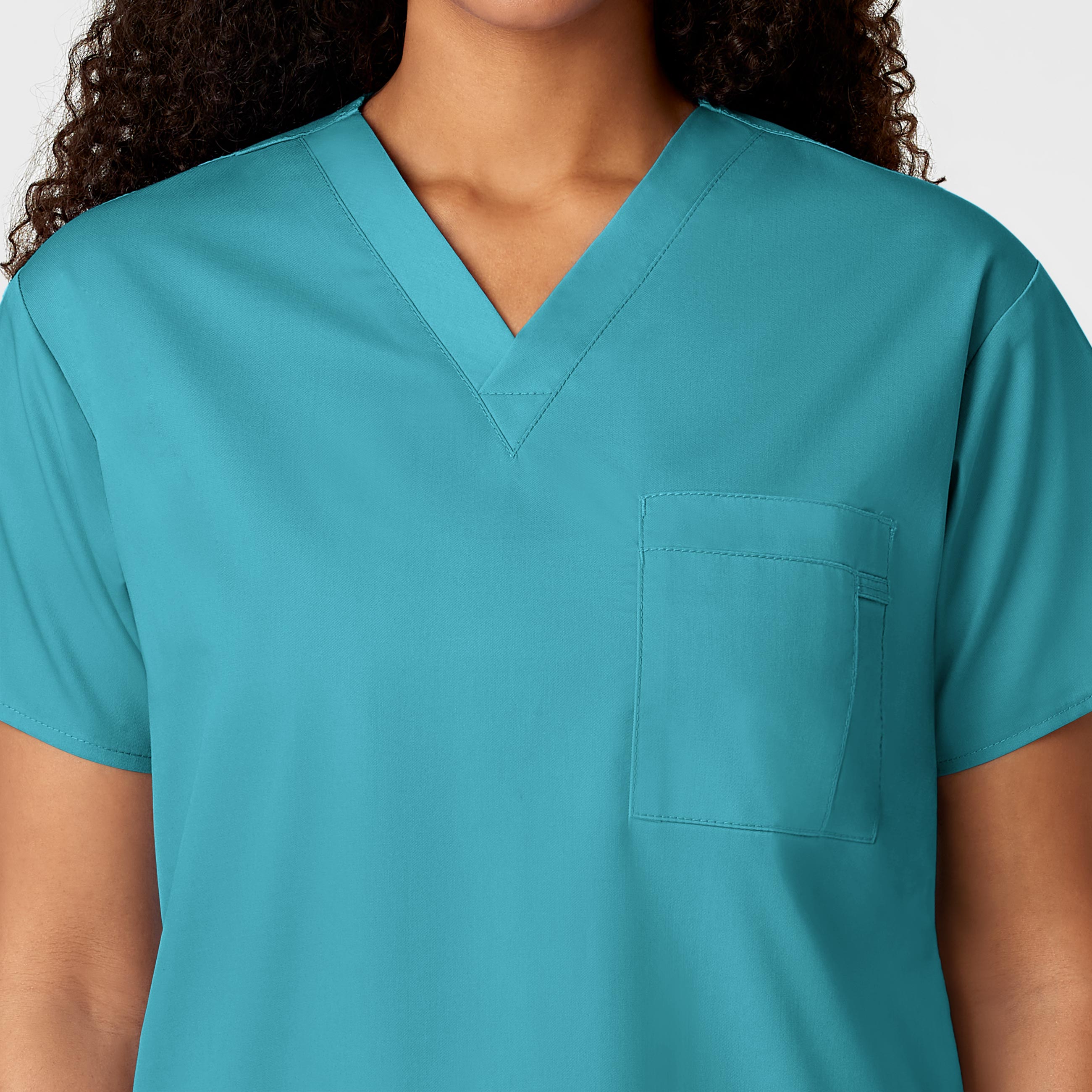 WonderWORK 100 Unisex V-Neck Scrub Top Teal Blue
