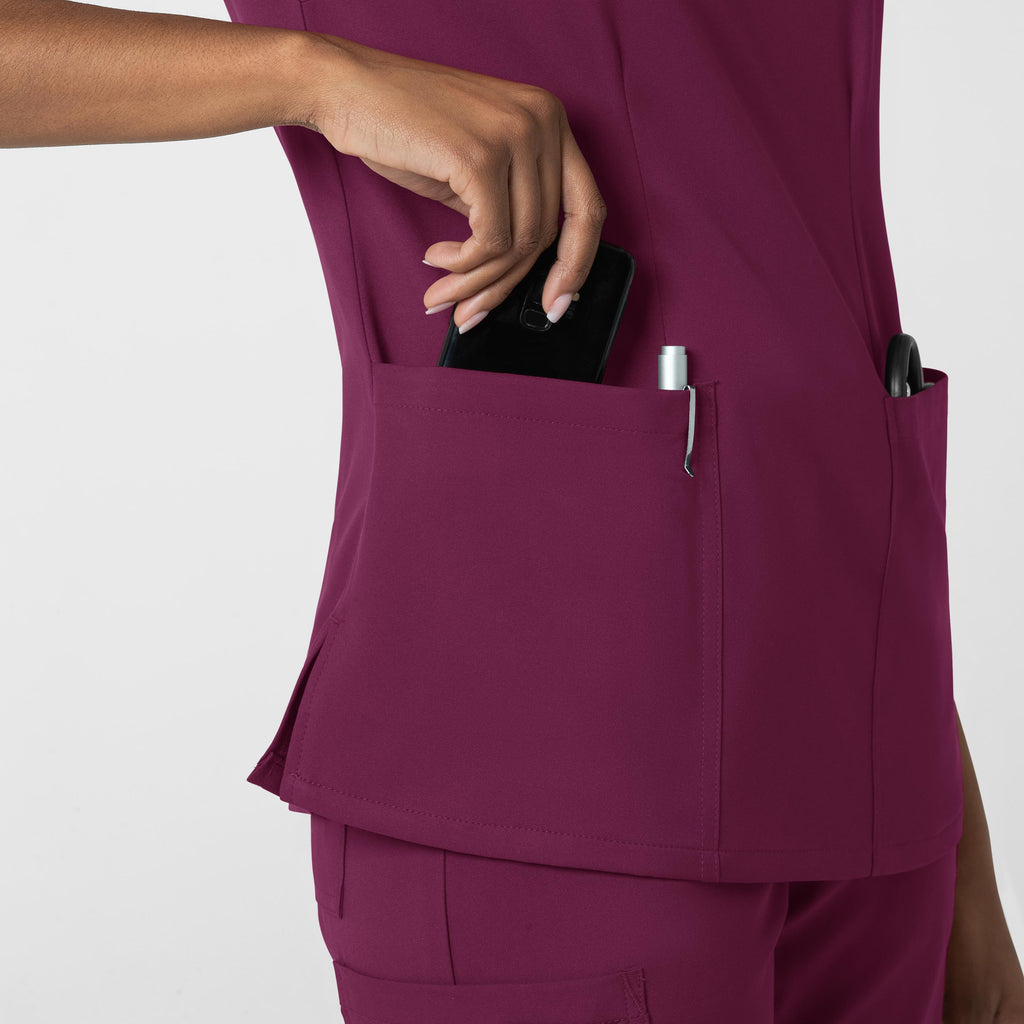 Thrive 6122 Fitted 3-Pocket V-Neck Scrub Top Wine