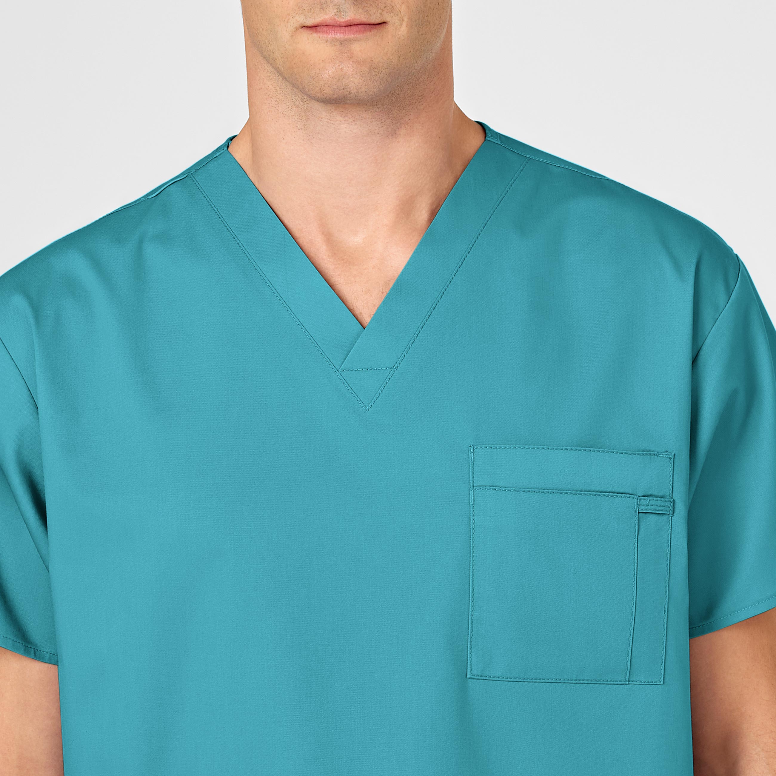 WonderWORK 100 Unisex V-Neck Scrub Top Teal Blue