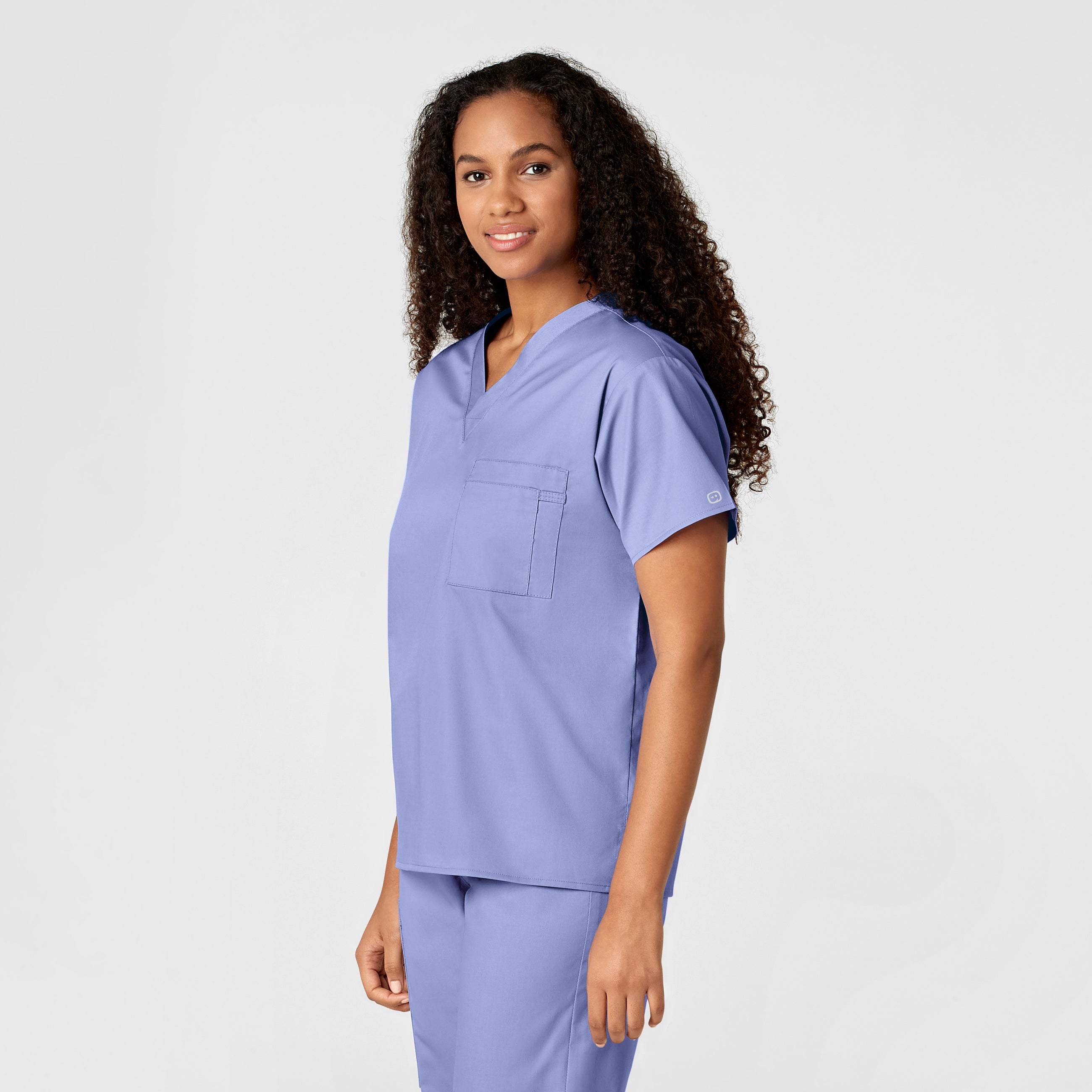 WonderWORK 100 Unisex V-Neck Scrub Top Ceil Blue