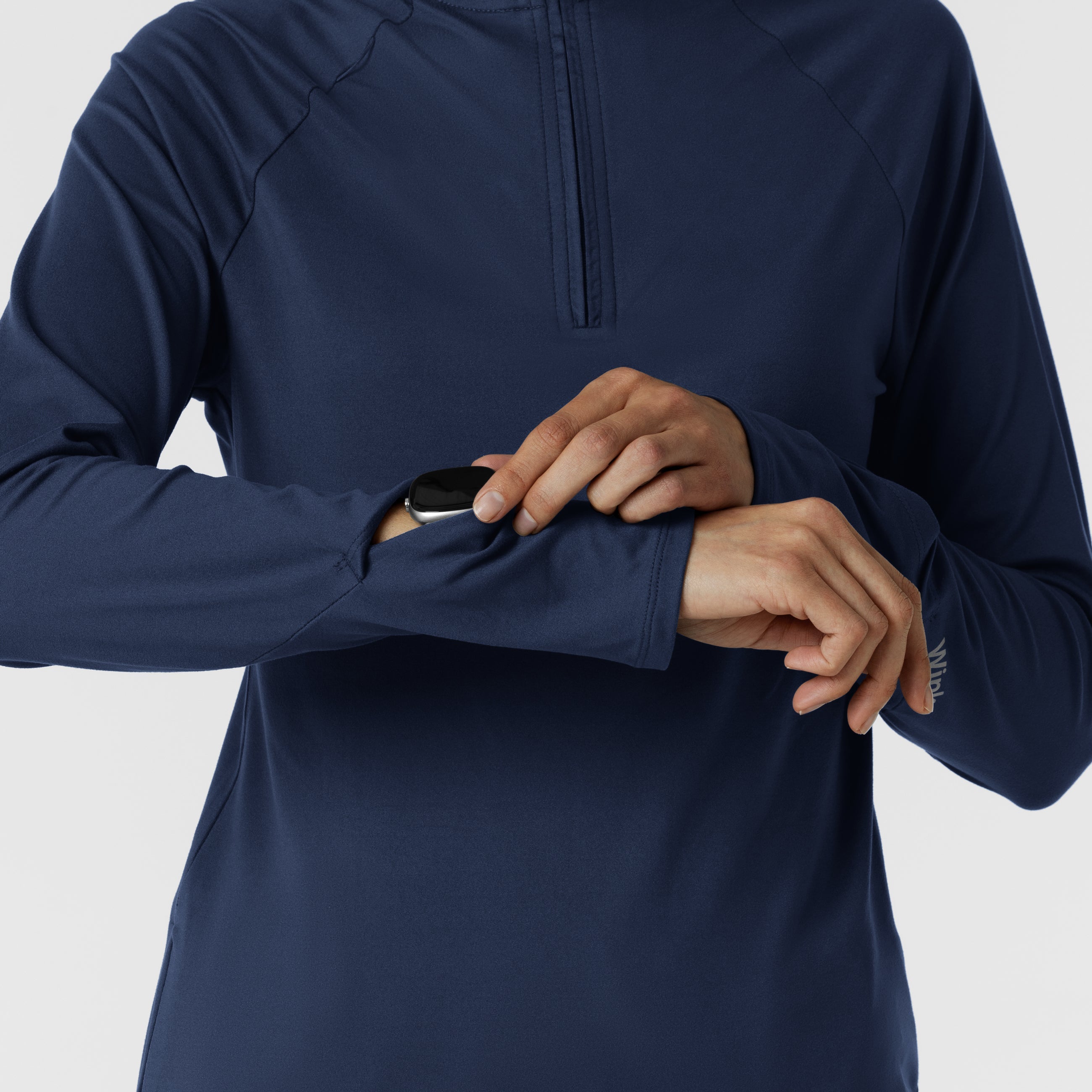 Layers 2239 Watch Window Quarter Zip Scrub Top Navy