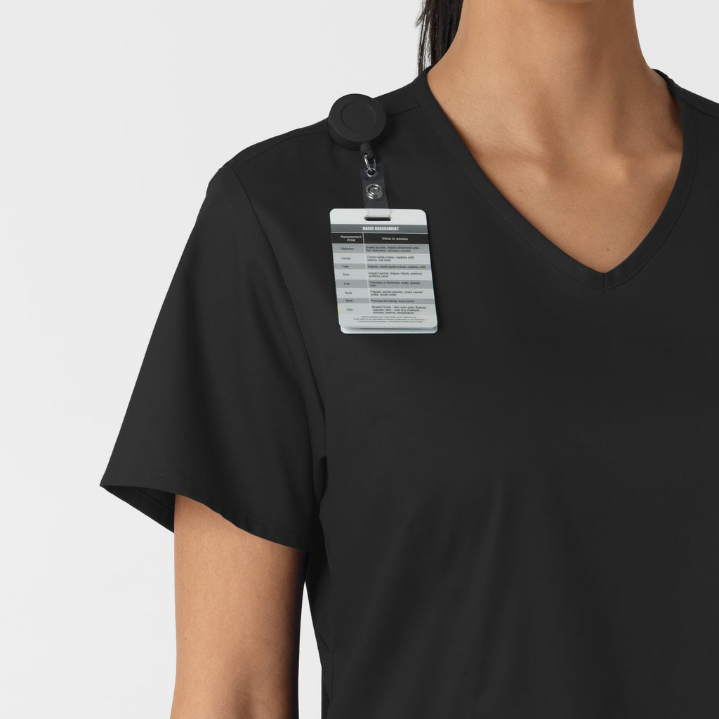 WonderWORK 106 Curved V-Neck Scrub Top Black