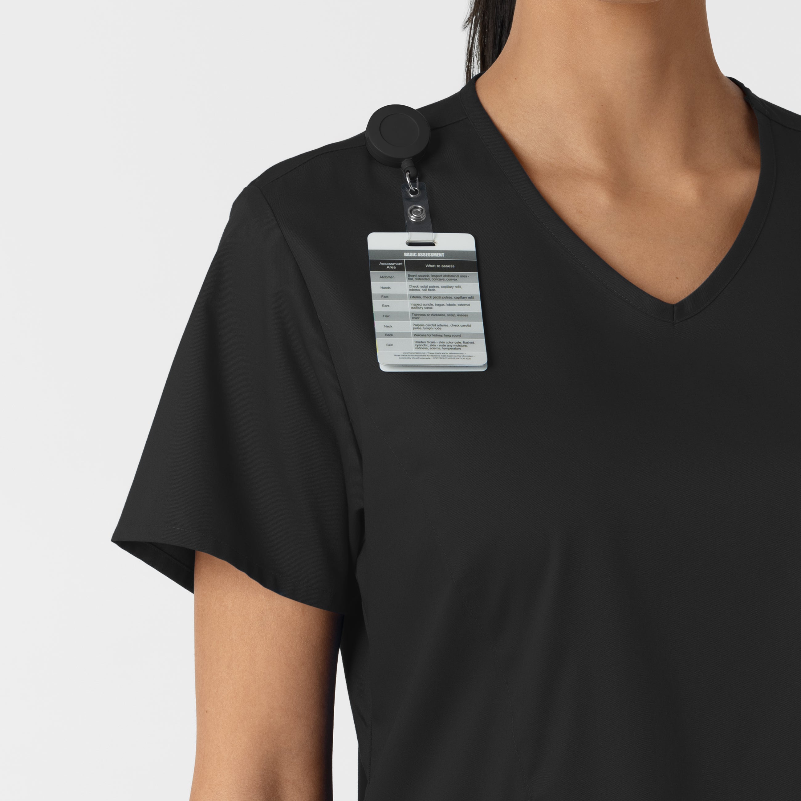 WonderWORK 106 Curved V-Neck Scrub Top Black