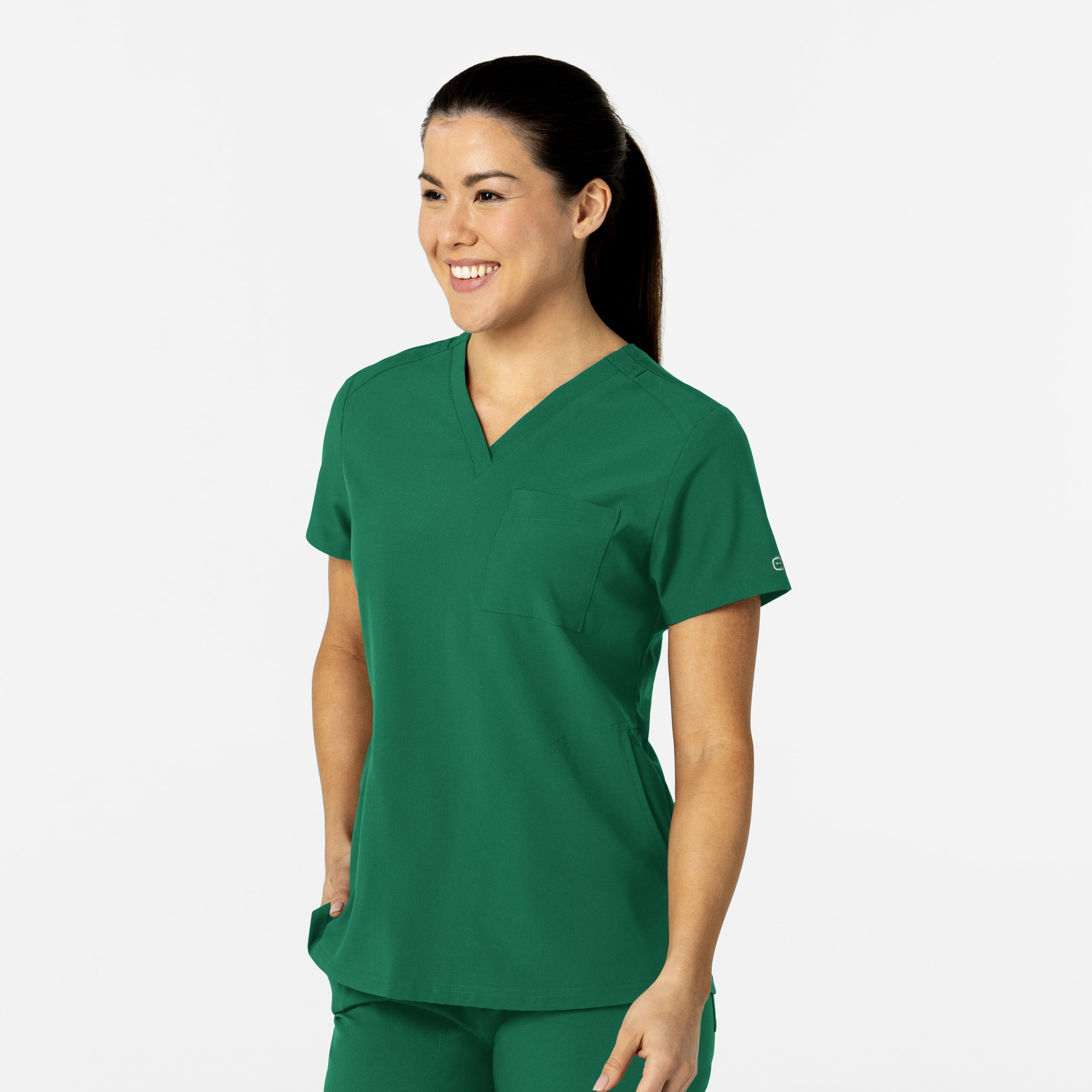 W123 6045 Flex-n-Reach V-Neck Scrub Top Hunter