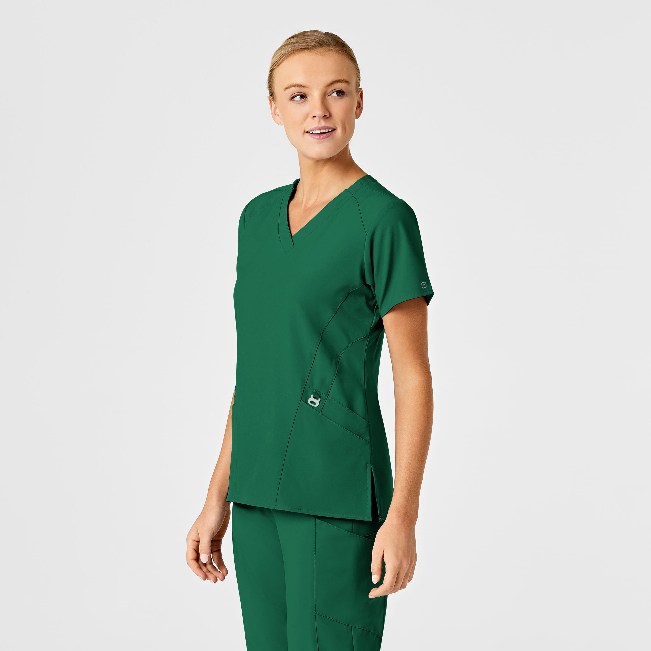 W123 6155 Stylized V-Neck Scrub Top Hunter