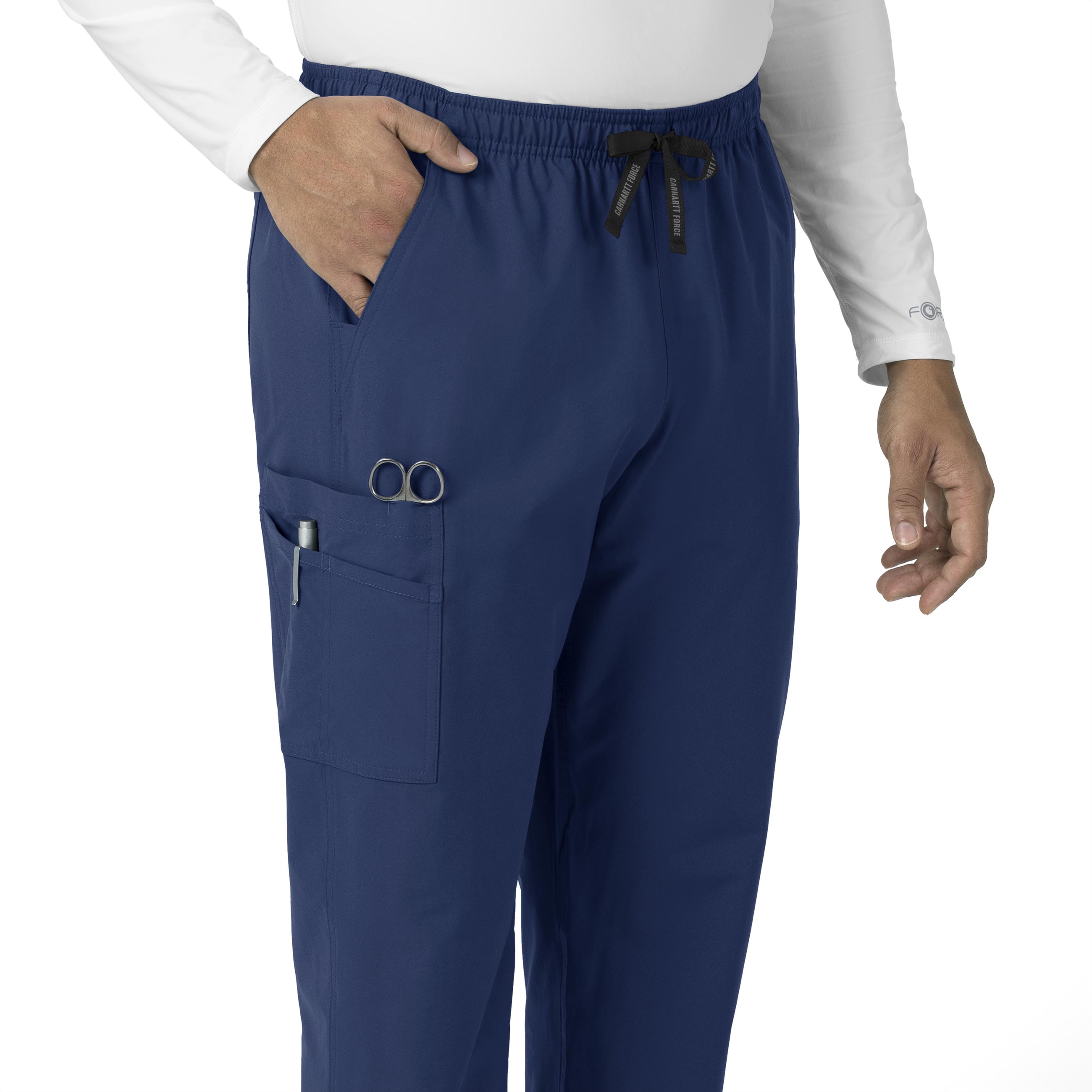 Force Essentials C55013 Unisex Elastic Waist Cargo Scrub Pants Navy