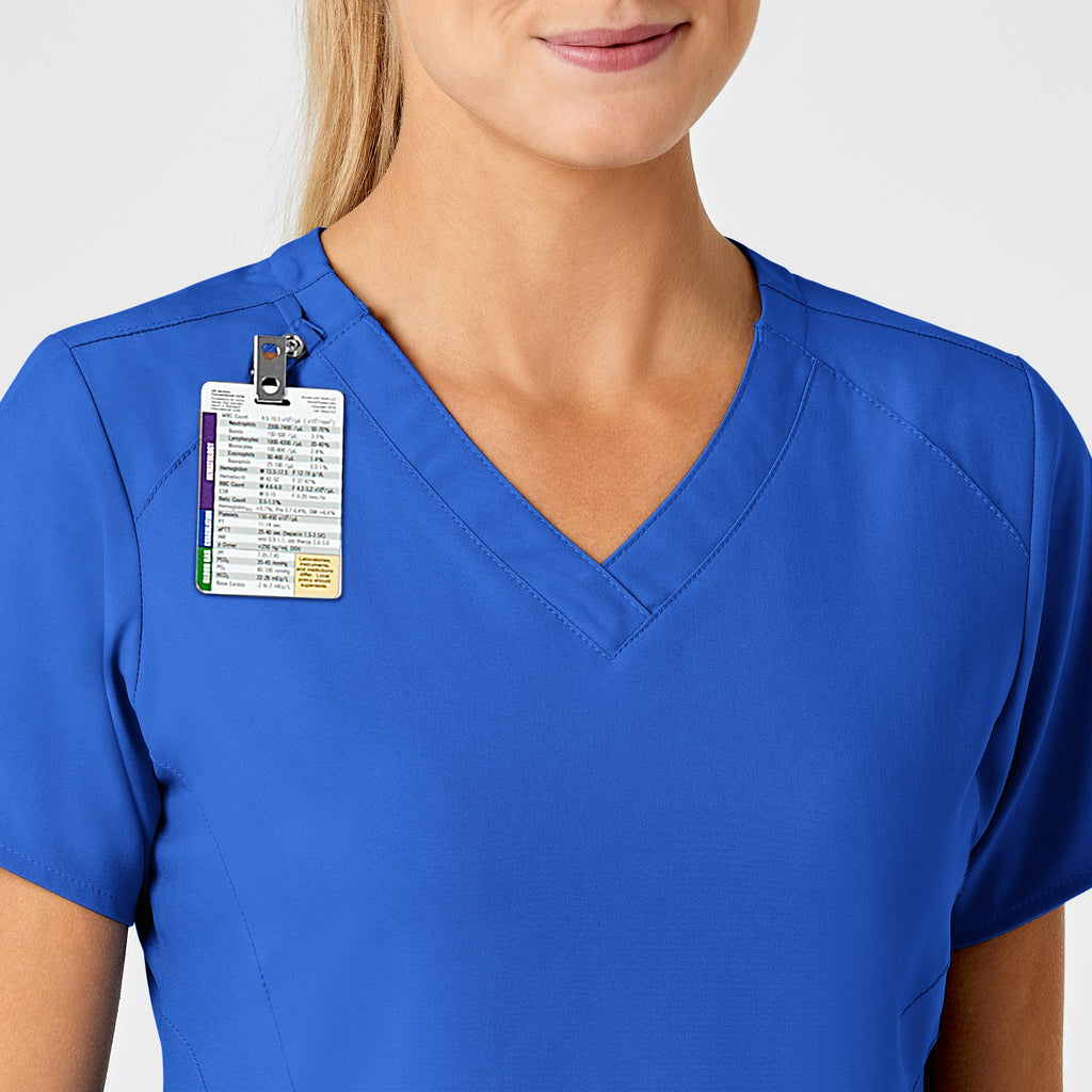 W123 6155 Stylized V-Neck Scrub Top Royal