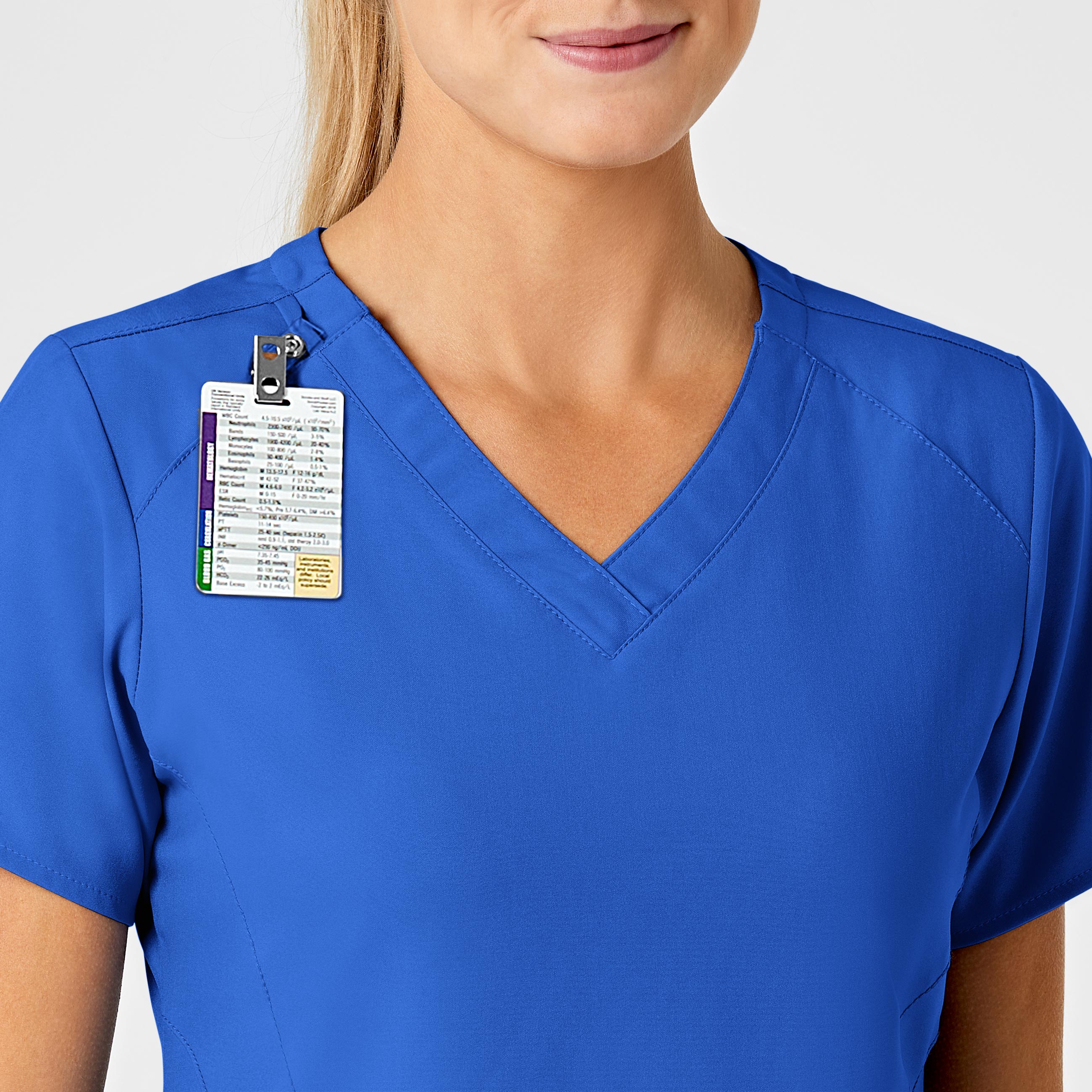 W123 6155 Stylized V-Neck Scrub Top Royal