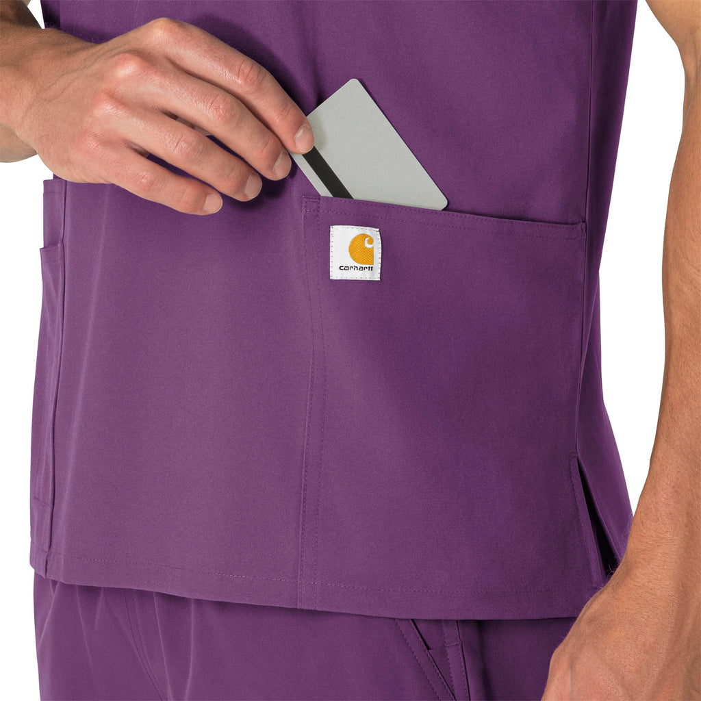 Force Essentials C15013 Unisex V-Neck 6-Pocket Scrub Top Eggplant