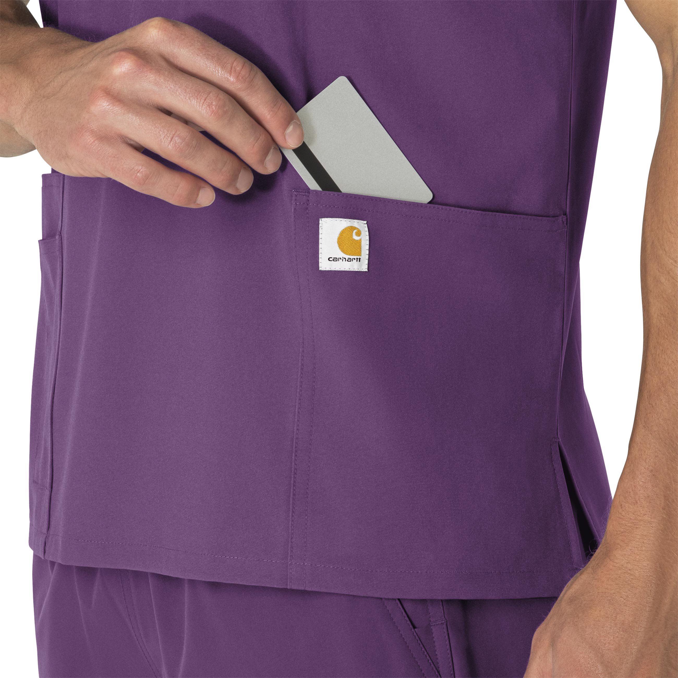 Force Essentials C15013 Unisex V-Neck 6-Pocket Scrub Top Eggplant