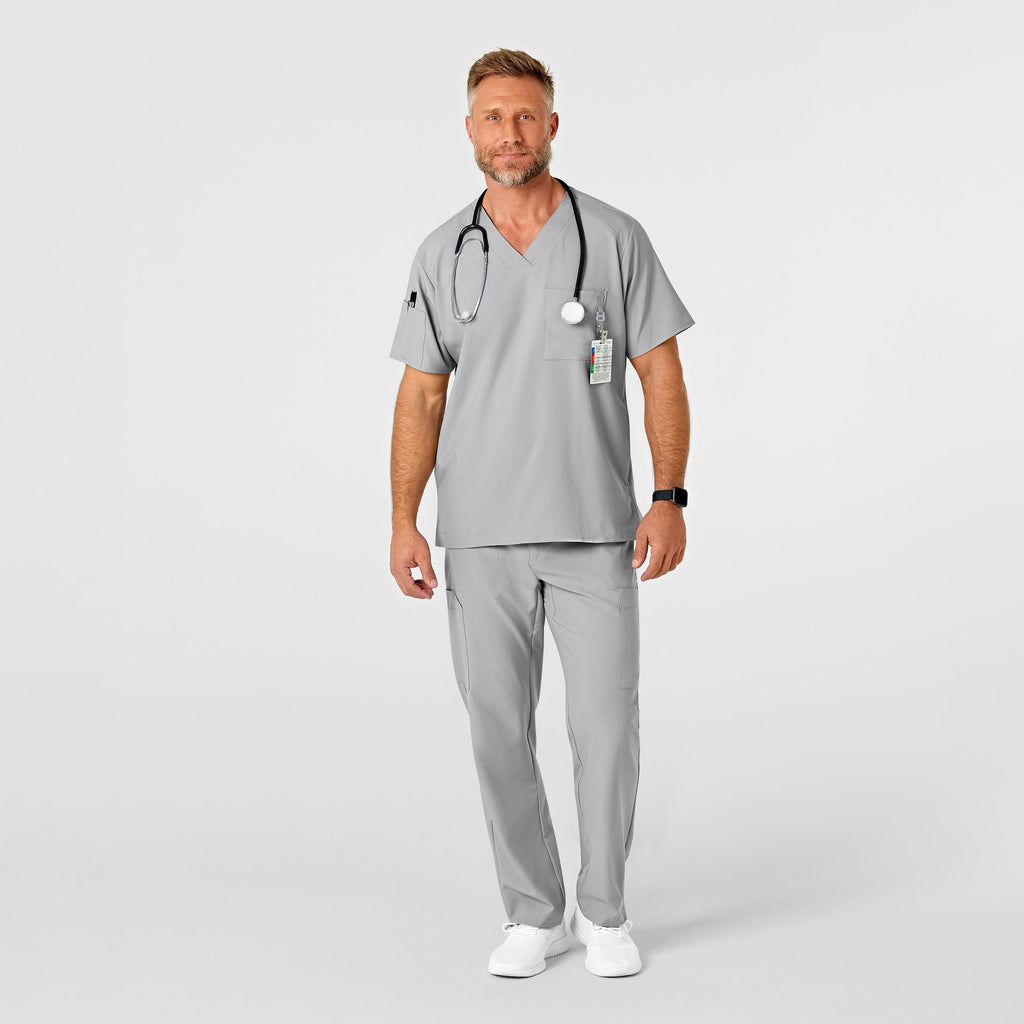 W123 5355 Men's Flat Front Cargo Scrub Pants Grey